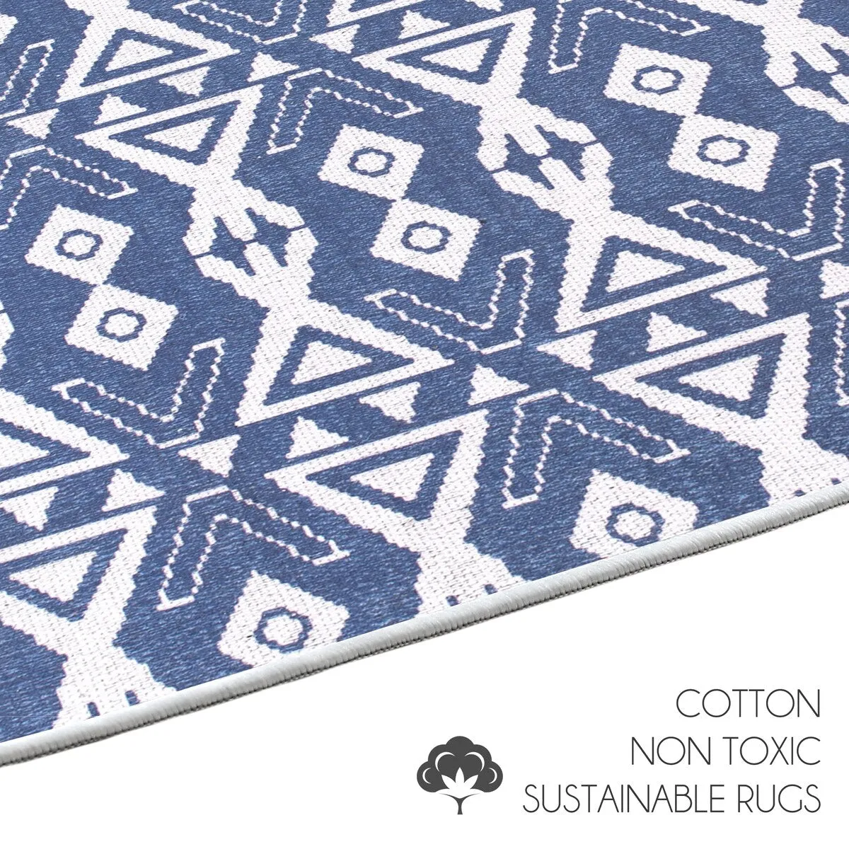 Sussexhome Heavy Duty Ultra Thin Non Slip Washable Cotton Indoor Rug - 2' x 3'