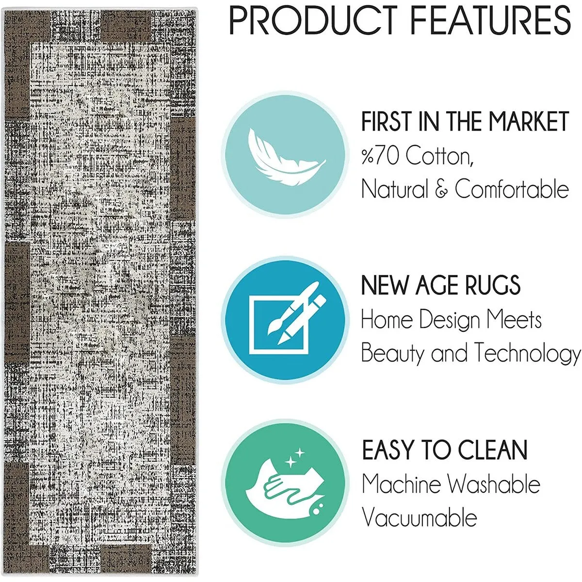 SussexHome Washable Ultra Thin Laundry Room Rug Runner - 20 x 59