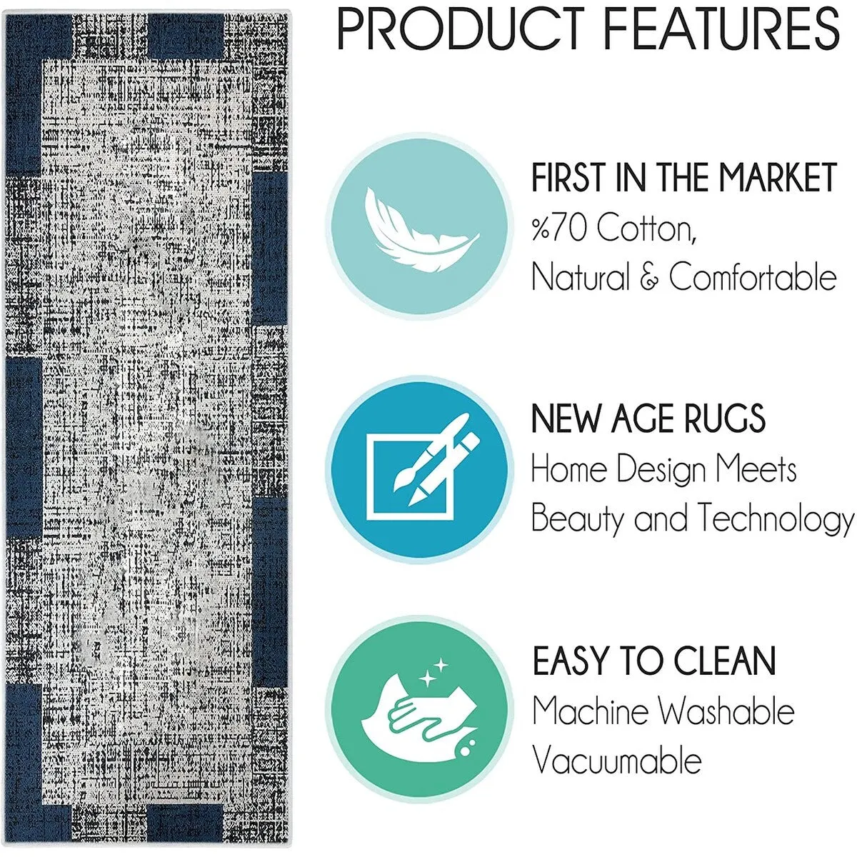 SussexHome Washable Ultra Thin Laundry Room Rug Runner - 20 x 59