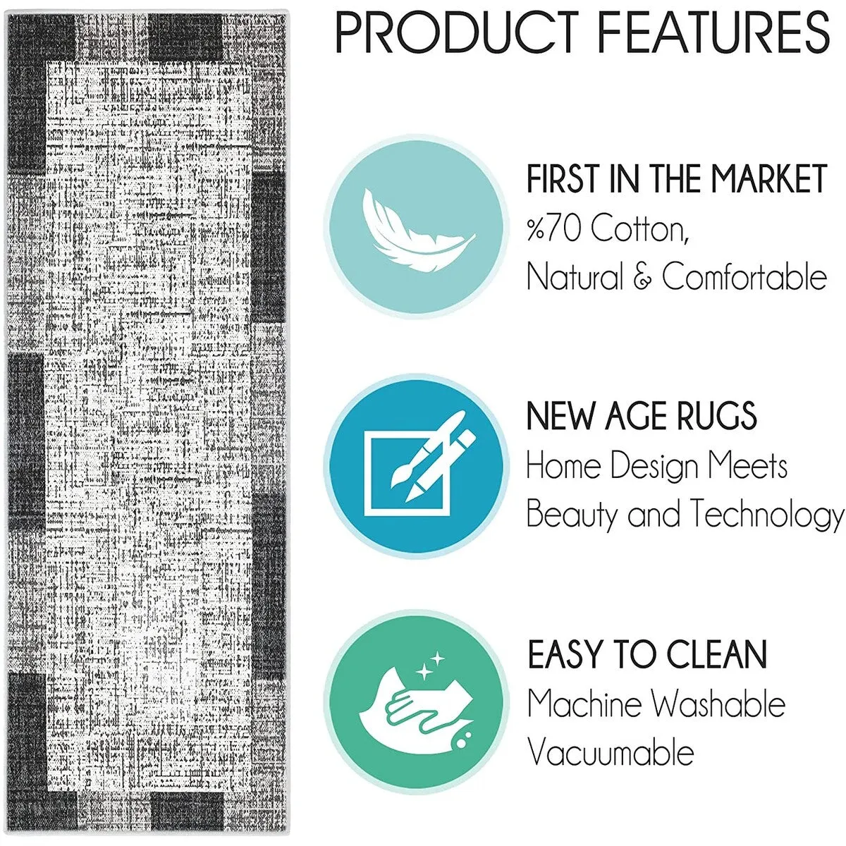 SussexHome Washable Ultra Thin Laundry Room Rug Runner - 20 x 59