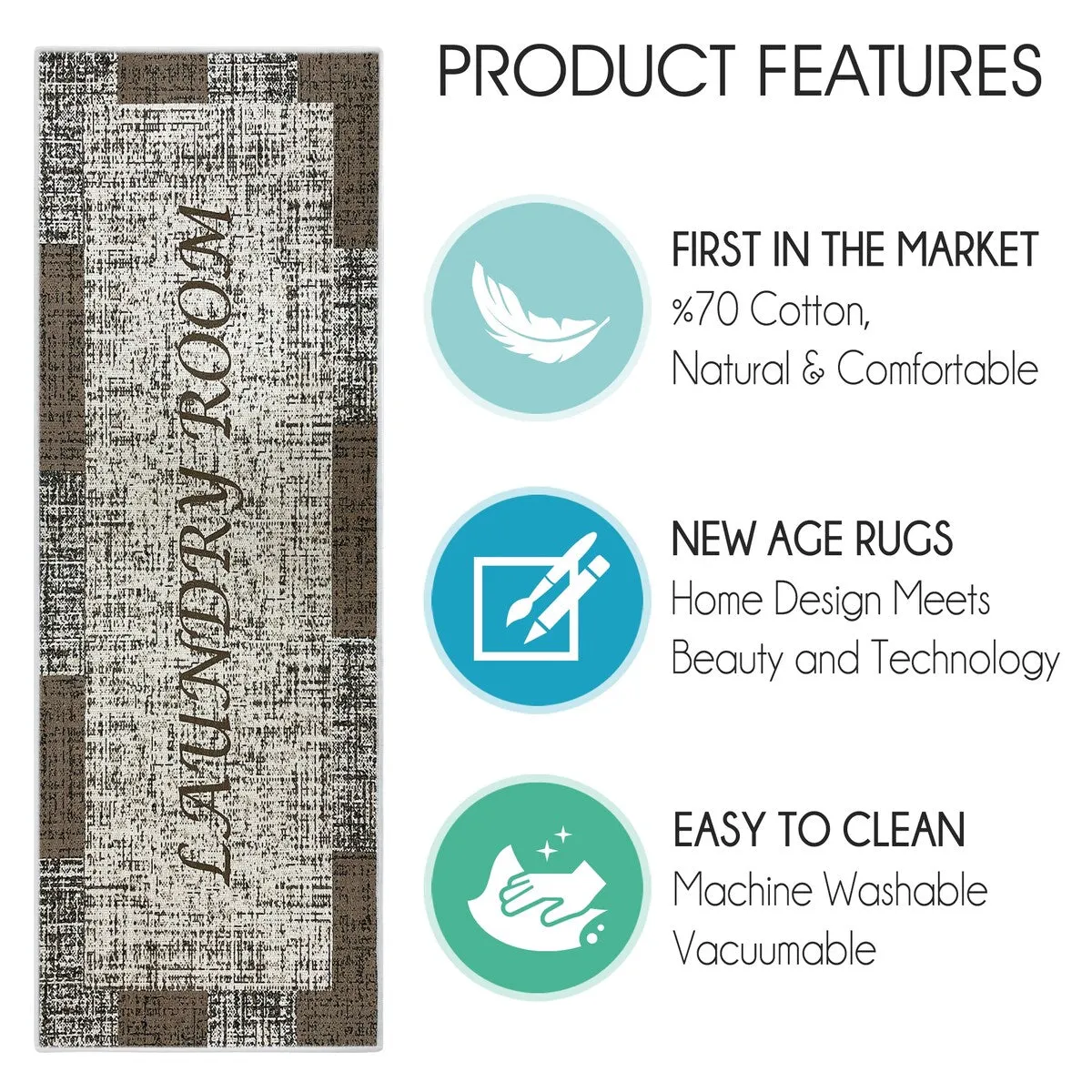 SussexHome Washable Ultra Thin Laundry Room Rug Runner - 20 x 59