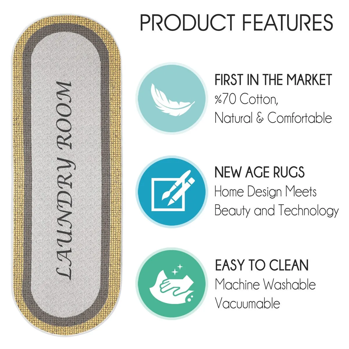 SussexHome Washable Ultra Thin Laundry Room Rug Runner - 20 x 59