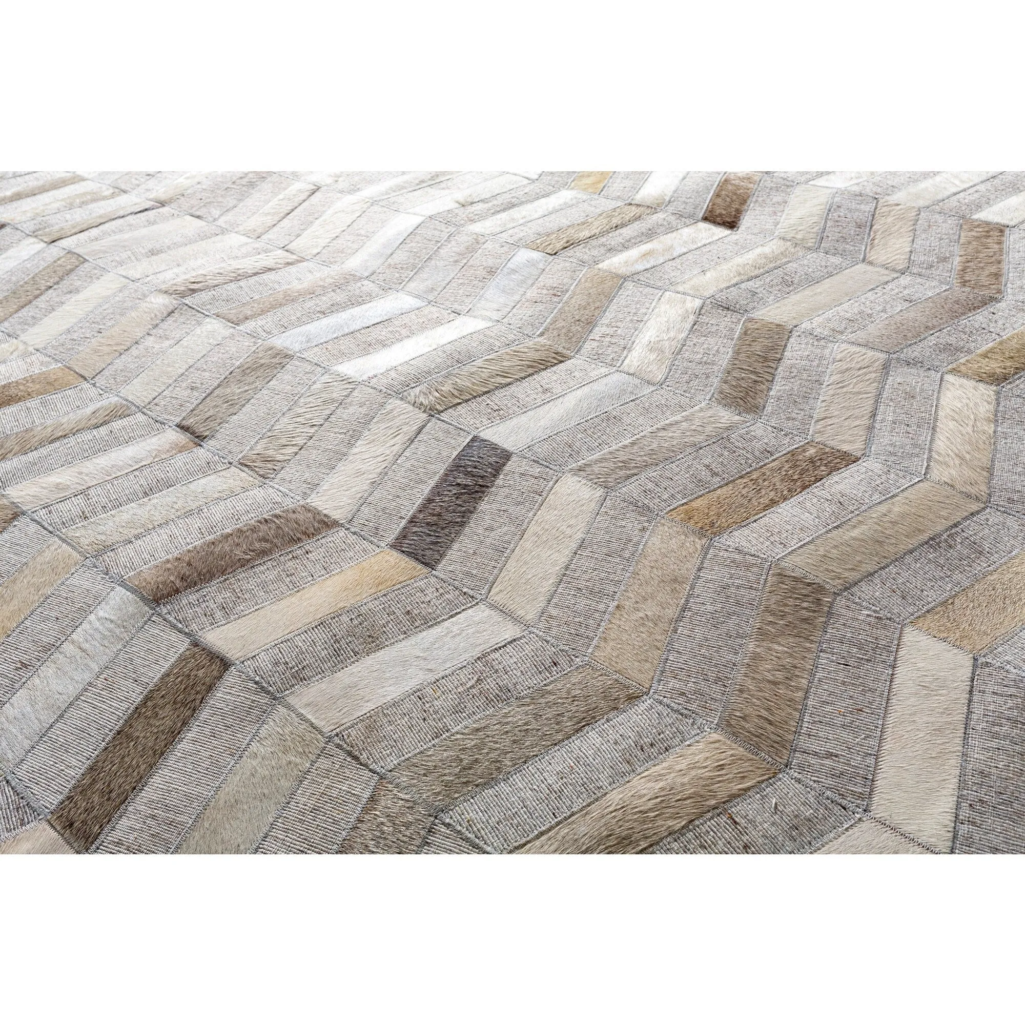 Swindon Handmade Herringbone Viscose & Hair-on-hide Area Rug