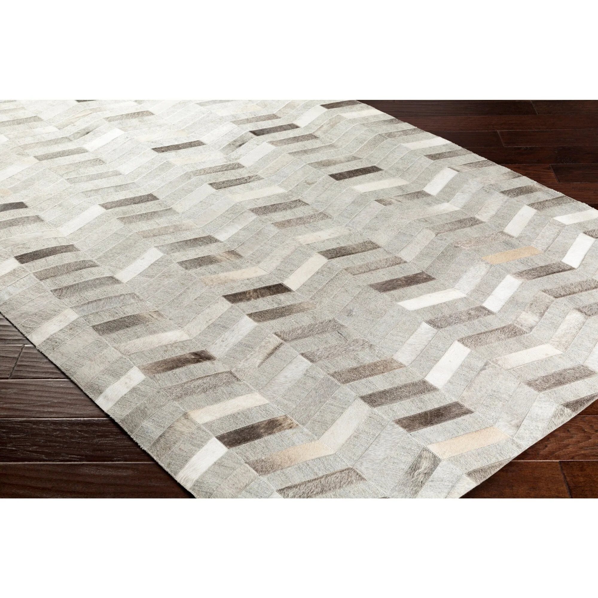 Swindon Handmade Herringbone Viscose & Hair-on-hide Area Rug