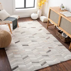 Swindon Handmade Herringbone Viscose & Hair-on-hide Area Rug