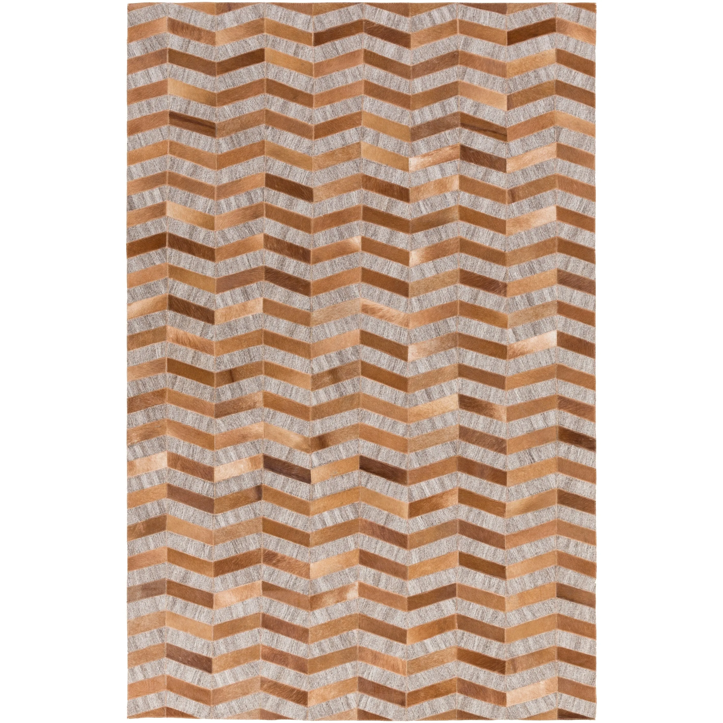 Swindon Handmade Herringbone Viscose & Hair-on-hide Area Rug
