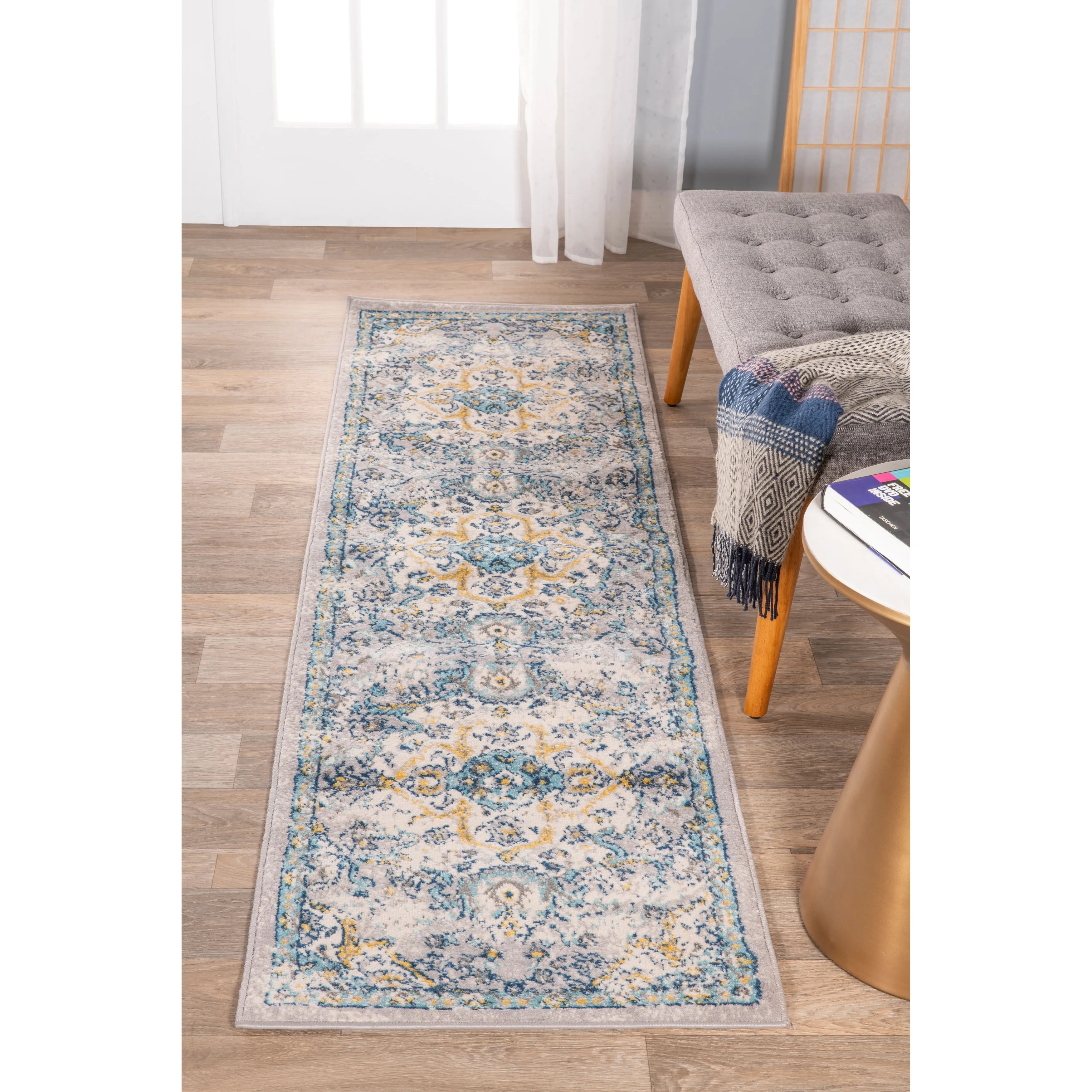 The Curated Nomad Sunset Blue Distressed Bohemian Rug