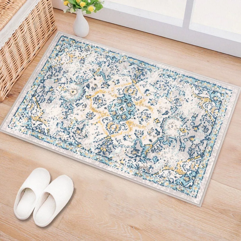The Curated Nomad Sunset Blue Distressed Bohemian Rug