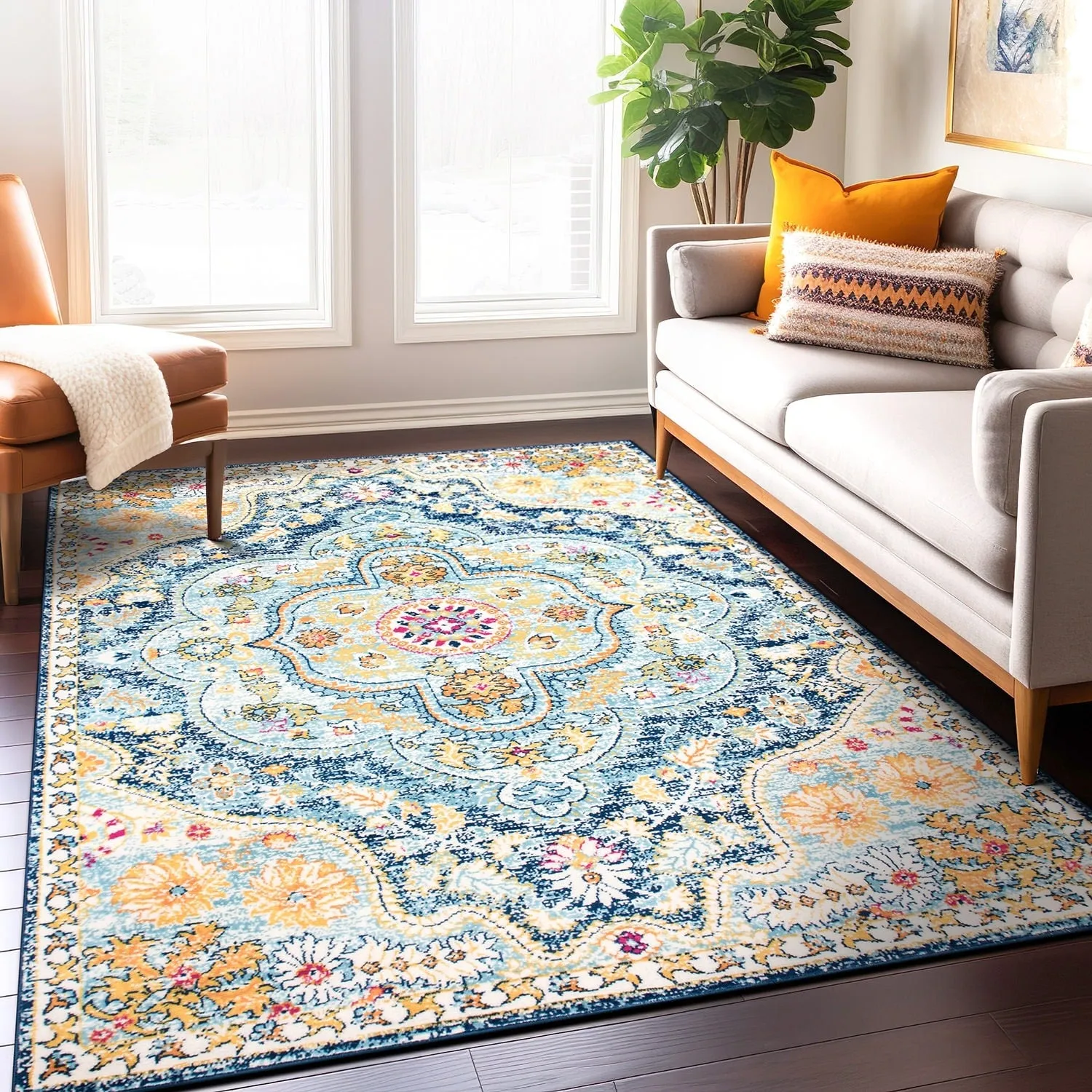 The Curated Nomad Sunset Distressed Vintage Bohemian Rug