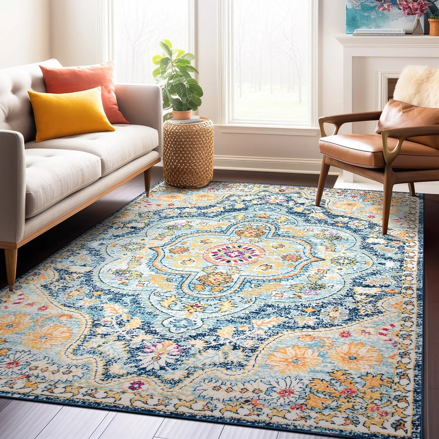 The Curated Nomad Sunset Distressed Vintage Bohemian Rug