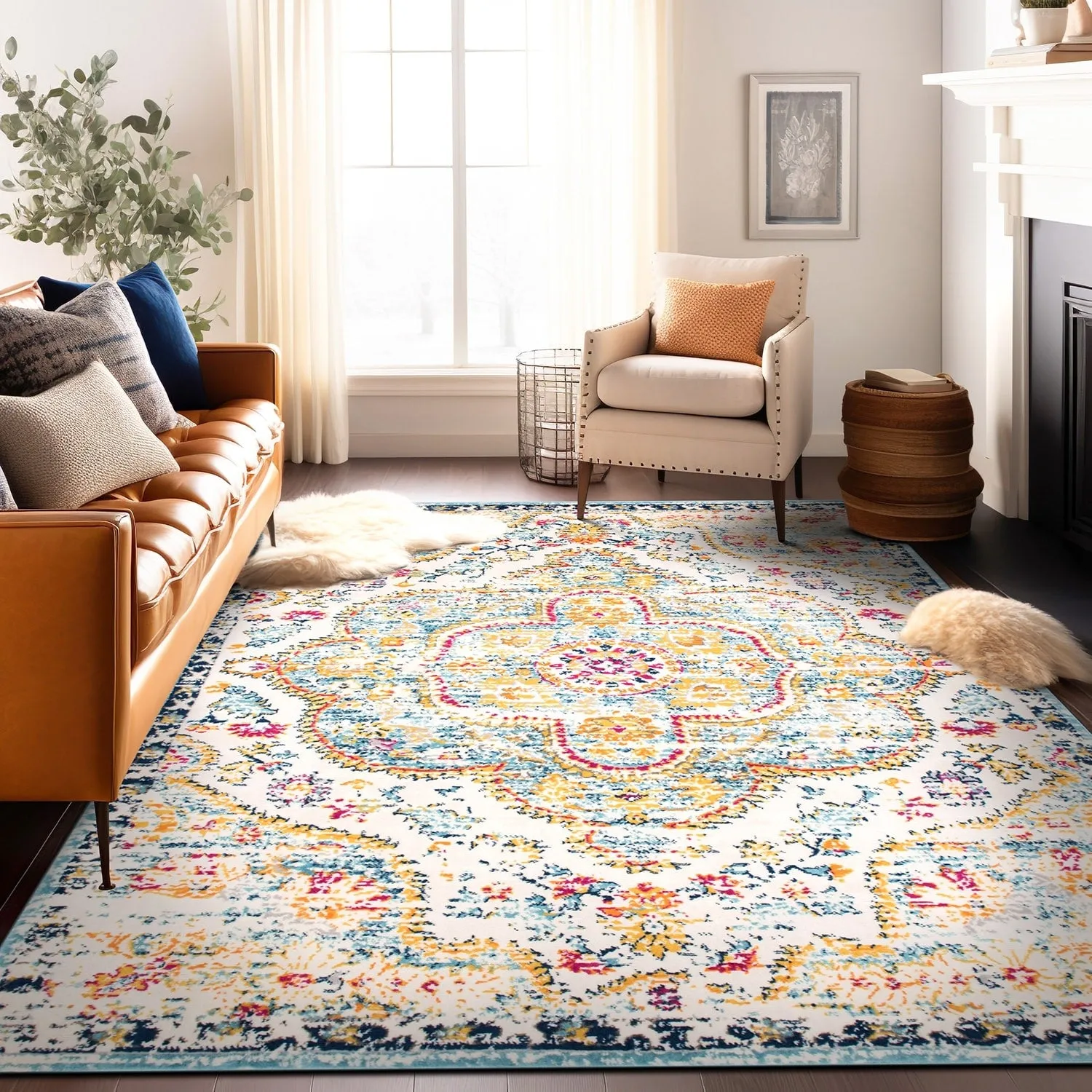The Curated Nomad Sunset Distressed Vintage Bohemian Rug