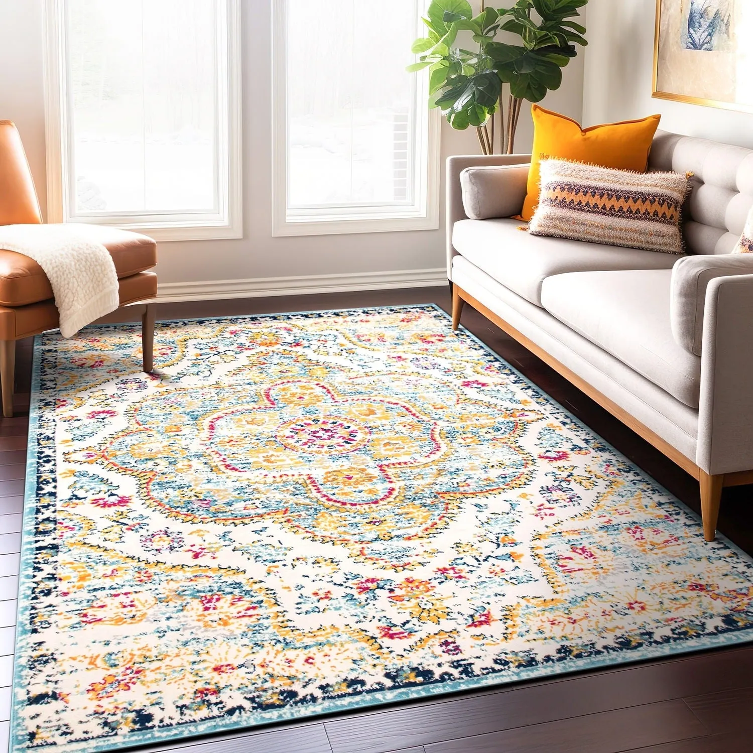 The Curated Nomad Sunset Distressed Vintage Bohemian Rug