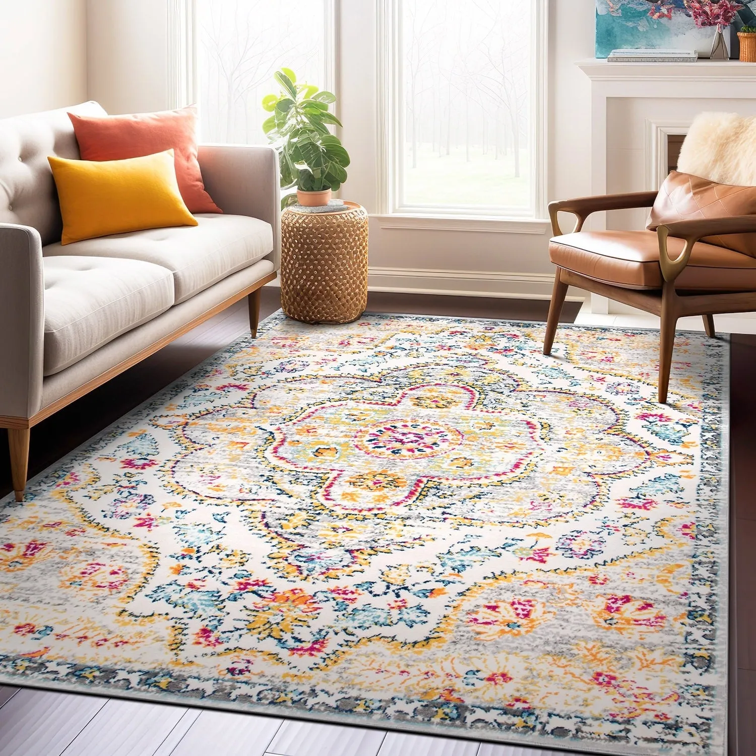 The Curated Nomad Sunset Distressed Vintage Bohemian Rug