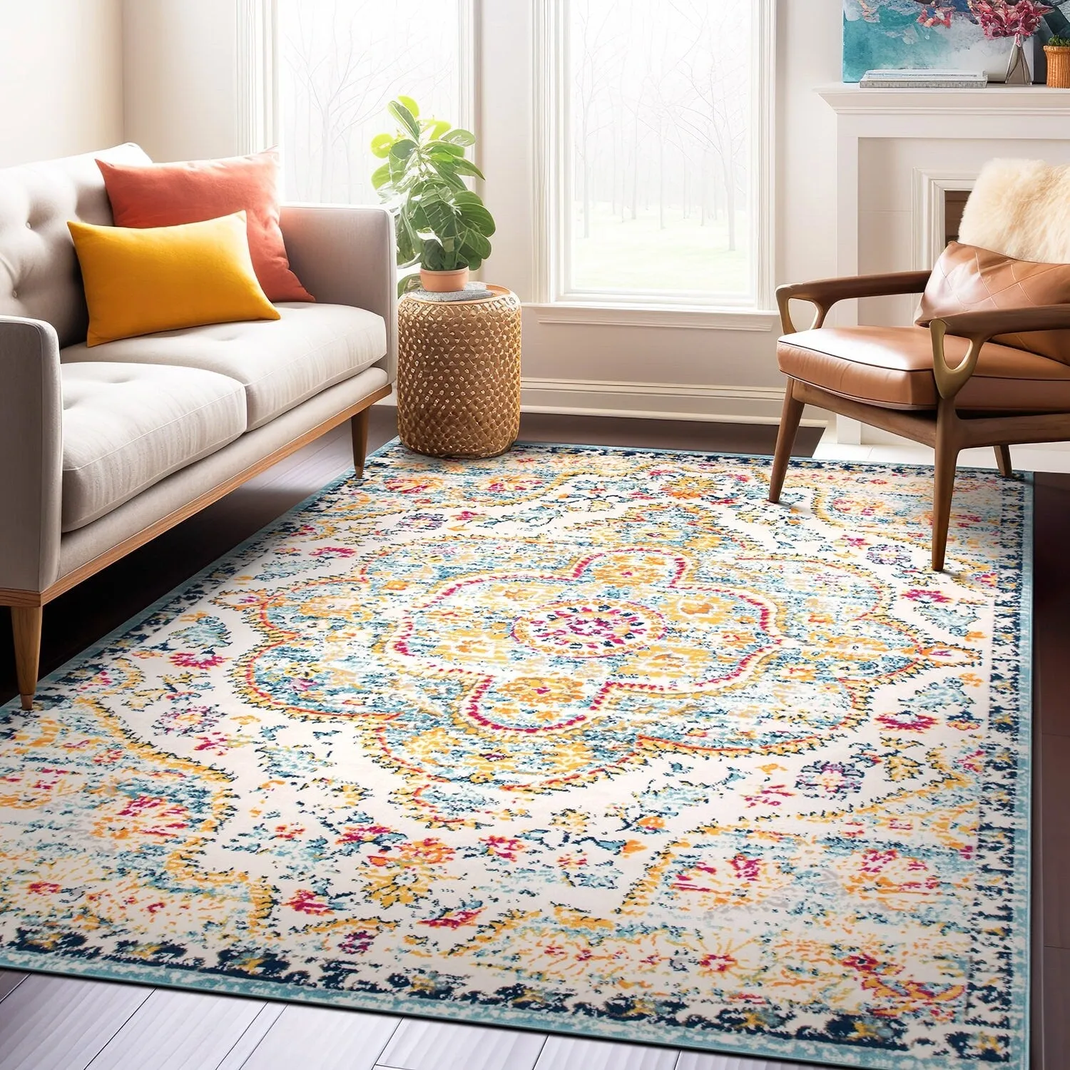 The Curated Nomad Sunset Distressed Vintage Bohemian Rug