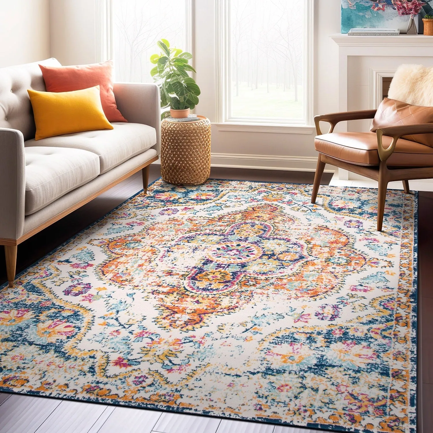 The Curated Nomad Sunset Distressed Vintage Bohemian Rug
