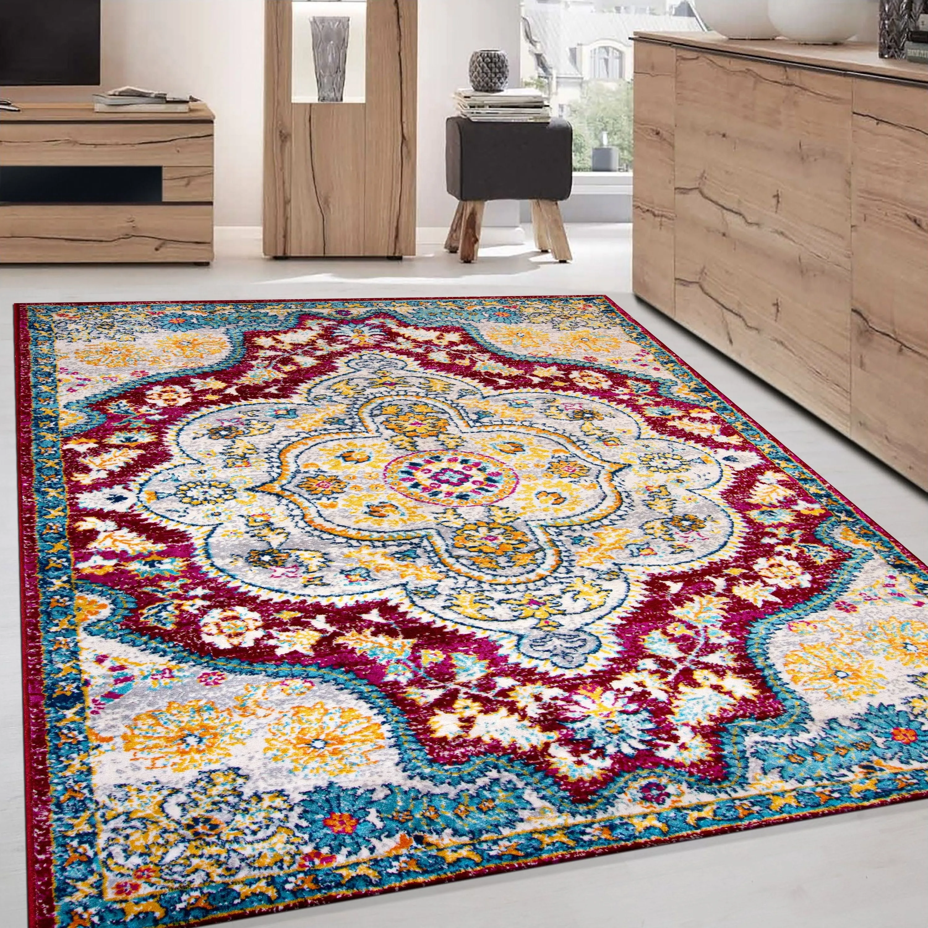 The Curated Nomad Sunset Distressed Vintage Bohemian Rug