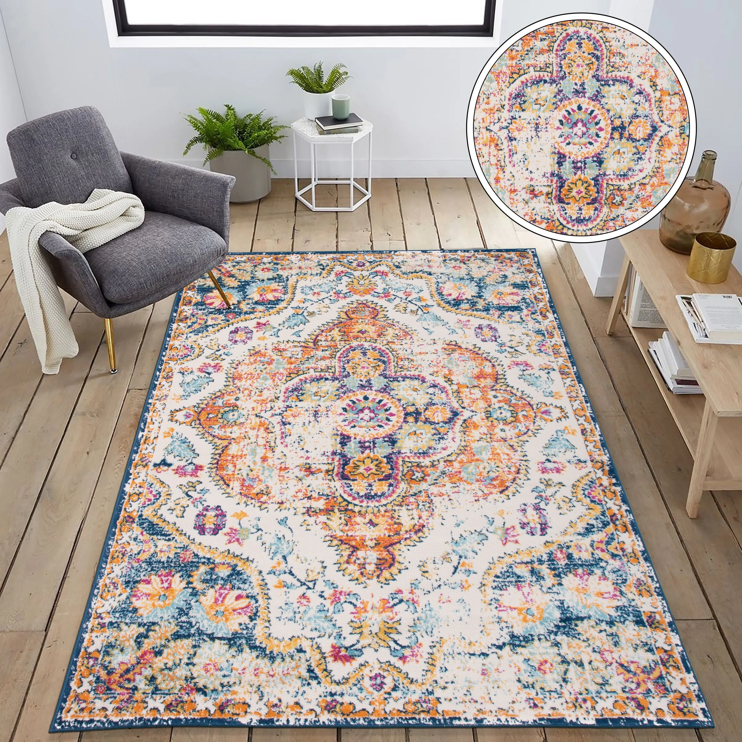 The Curated Nomad Sunset Distressed Vintage Bohemian Rug