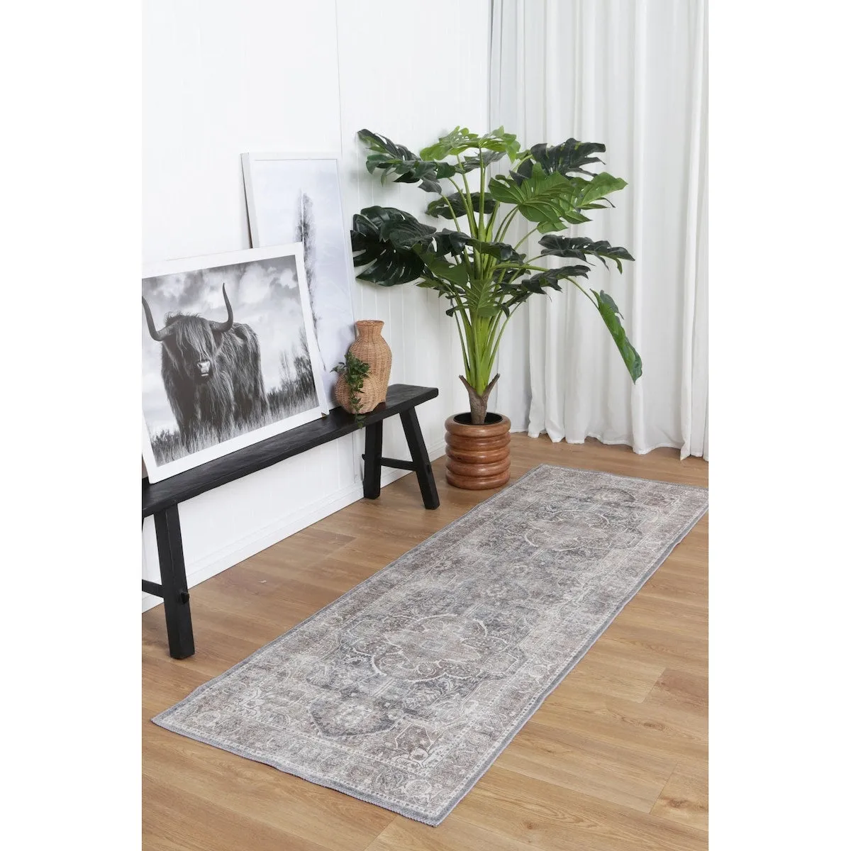 The Rug Collective Distressed Vintage Kendra Ash Machine Washable Area Rug