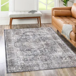 The Rug Collective Distressed Vintage Kendra Ash Machine Washable Area Rug