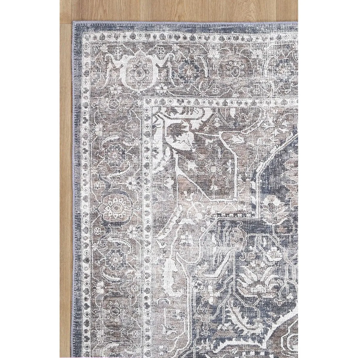 The Rug Collective Distressed Vintage Kendra Ash Machine Washable Area Rug
