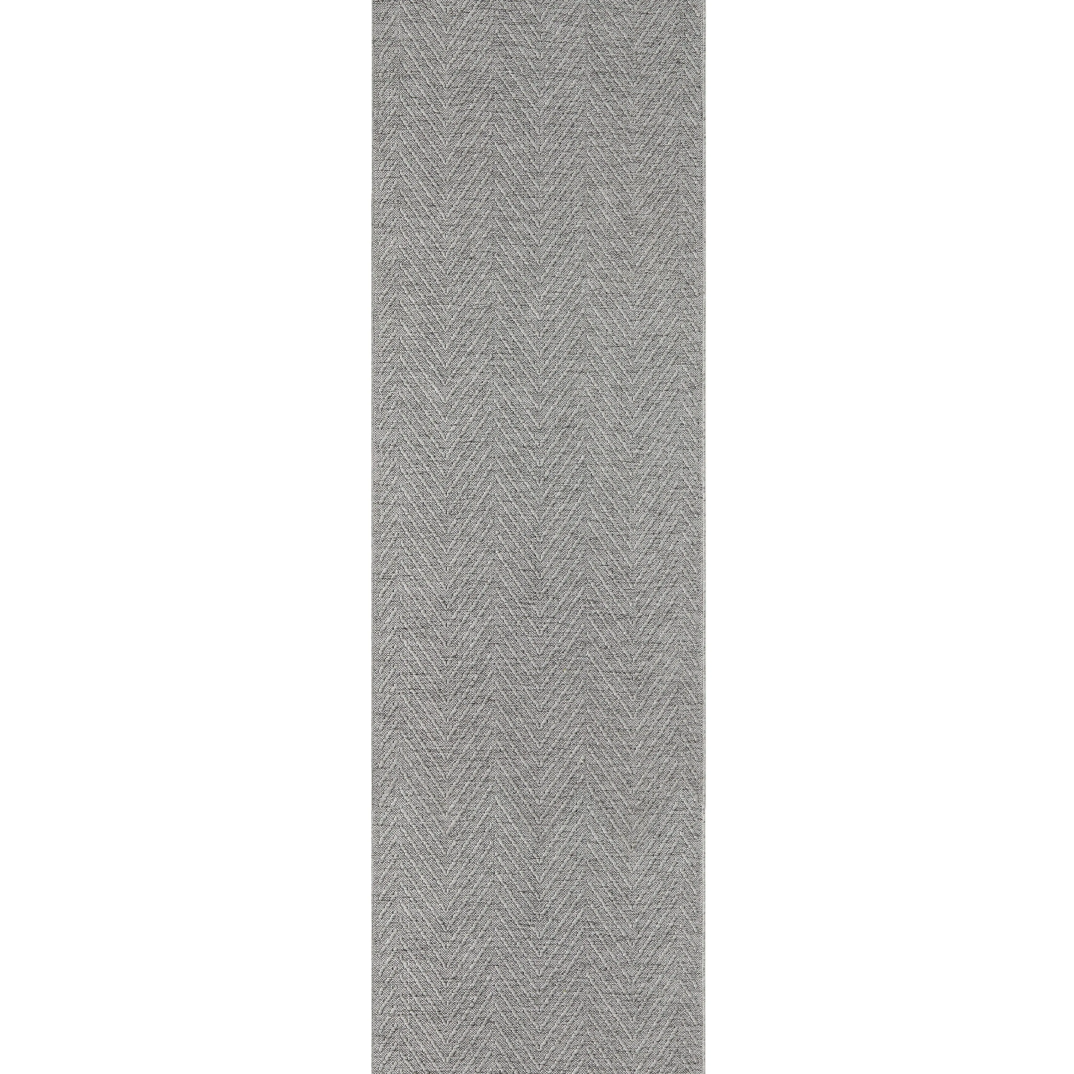 TOWN & COUNTRY BASICS Pax Herringbone Textured Solid Machine Washable Area Rug Grey