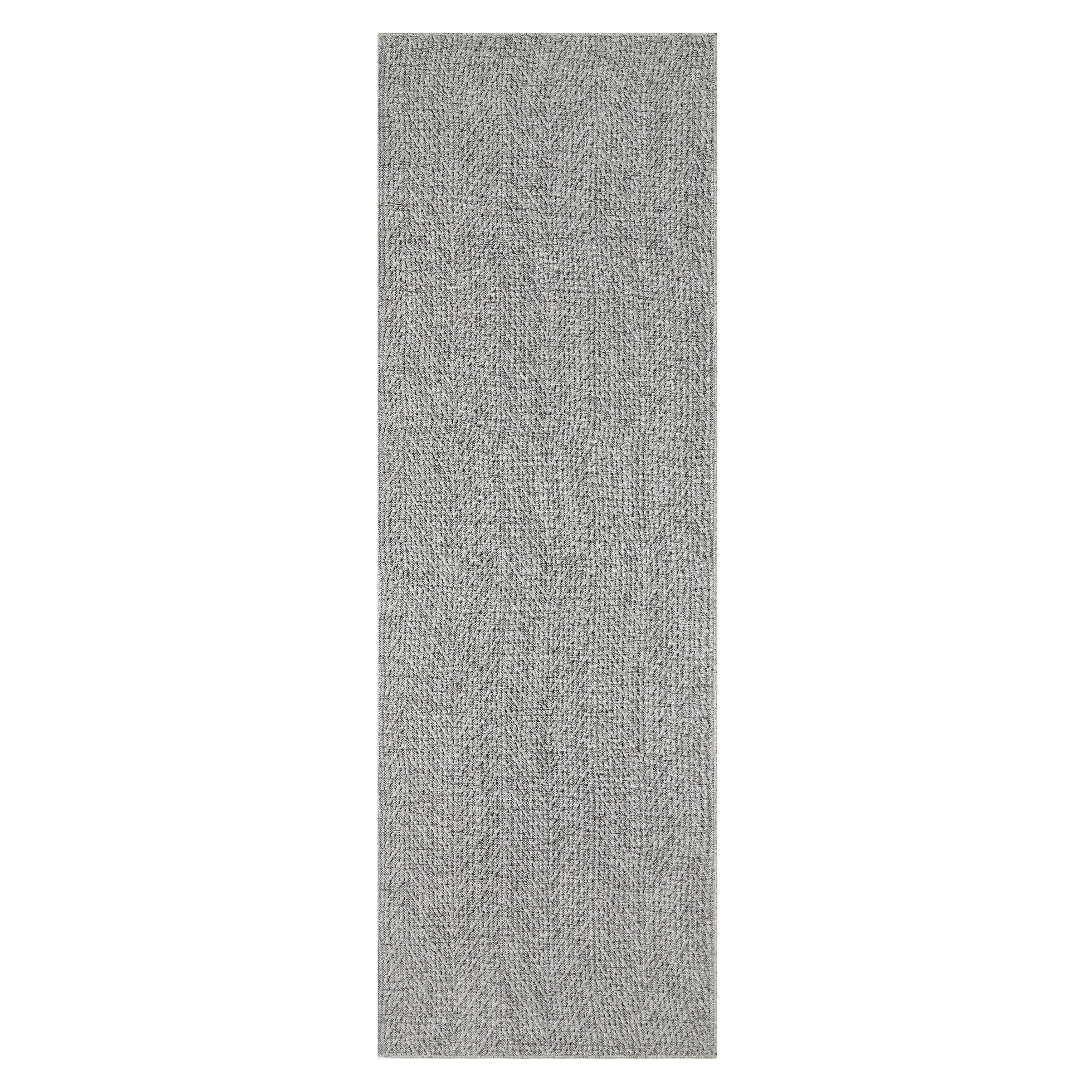 TOWN & COUNTRY BASICS Pax Herringbone Textured Solid Machine Washable Area Rug Grey