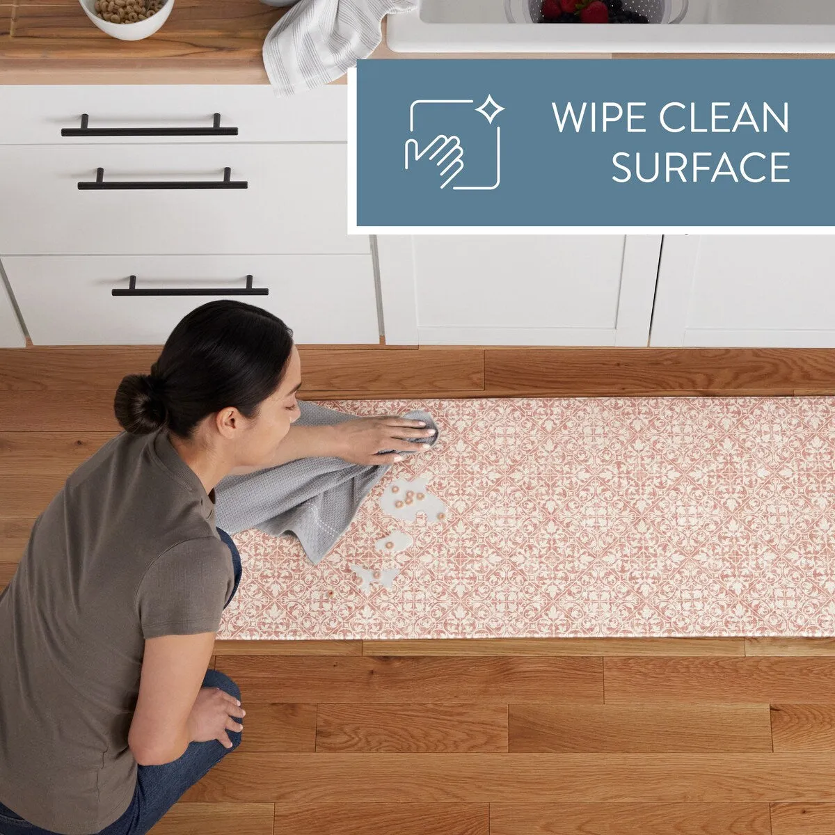 TOWN & COUNTRY BASICS Vintage Medallion Anti Fatigue Kitchen Mat Non-Slip Backing