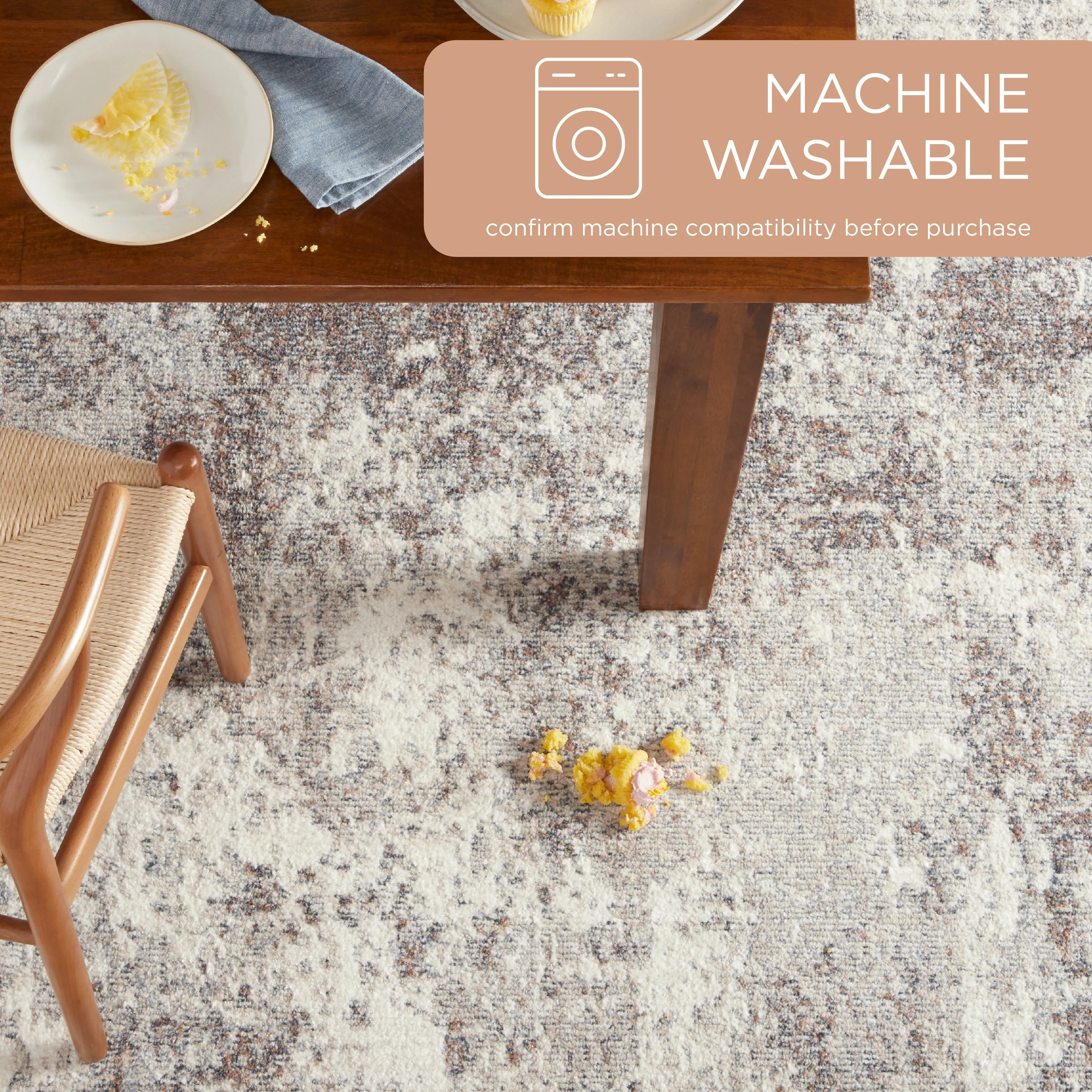 TOWN & COUNTRY EVERYDAY Rein Abstract Cloud Everwash Washable Non-Slip Backing Area Rug