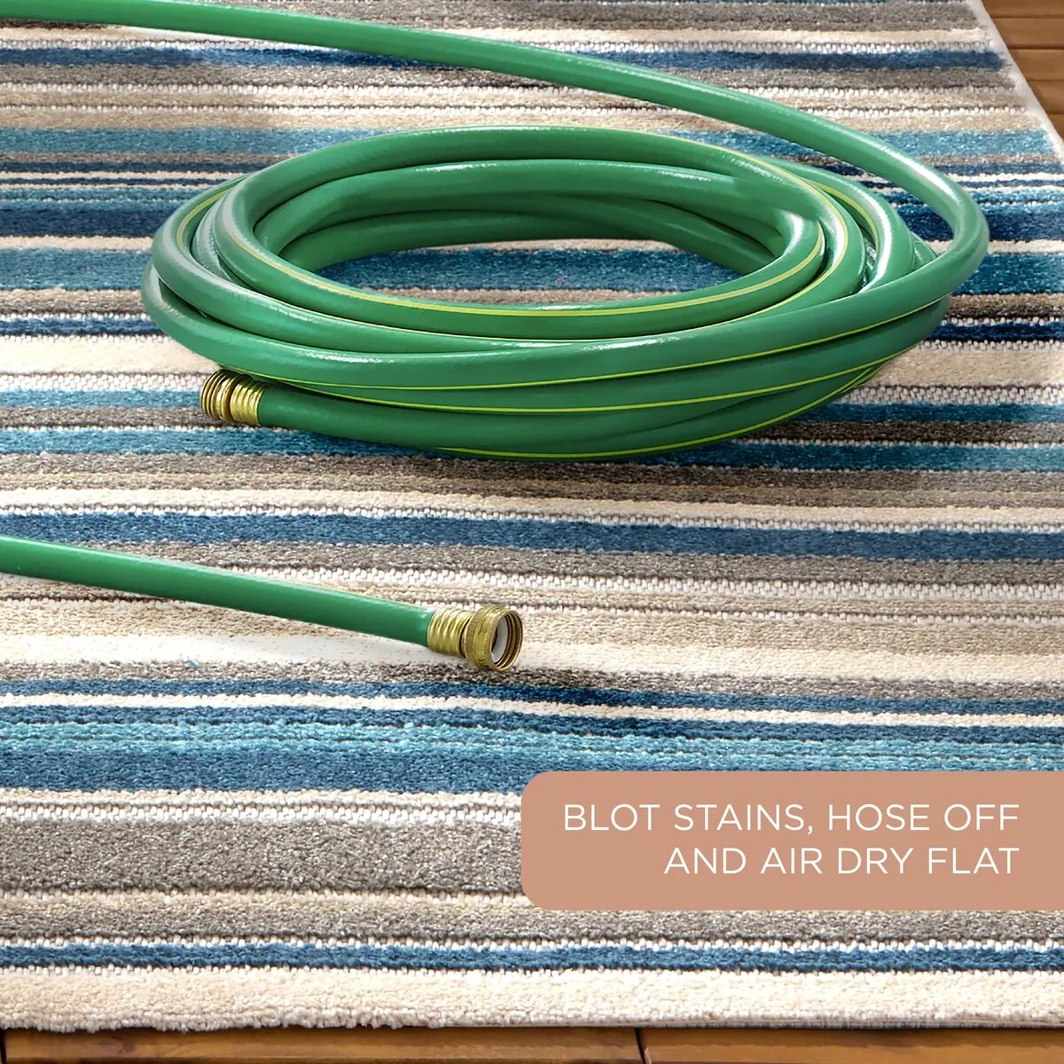 TOWN & COUNTRY EVERYDAY Rio Multicolor Stripe Indoor Outdoor Area Rug. UV Fade Resistant. High-Low Pile