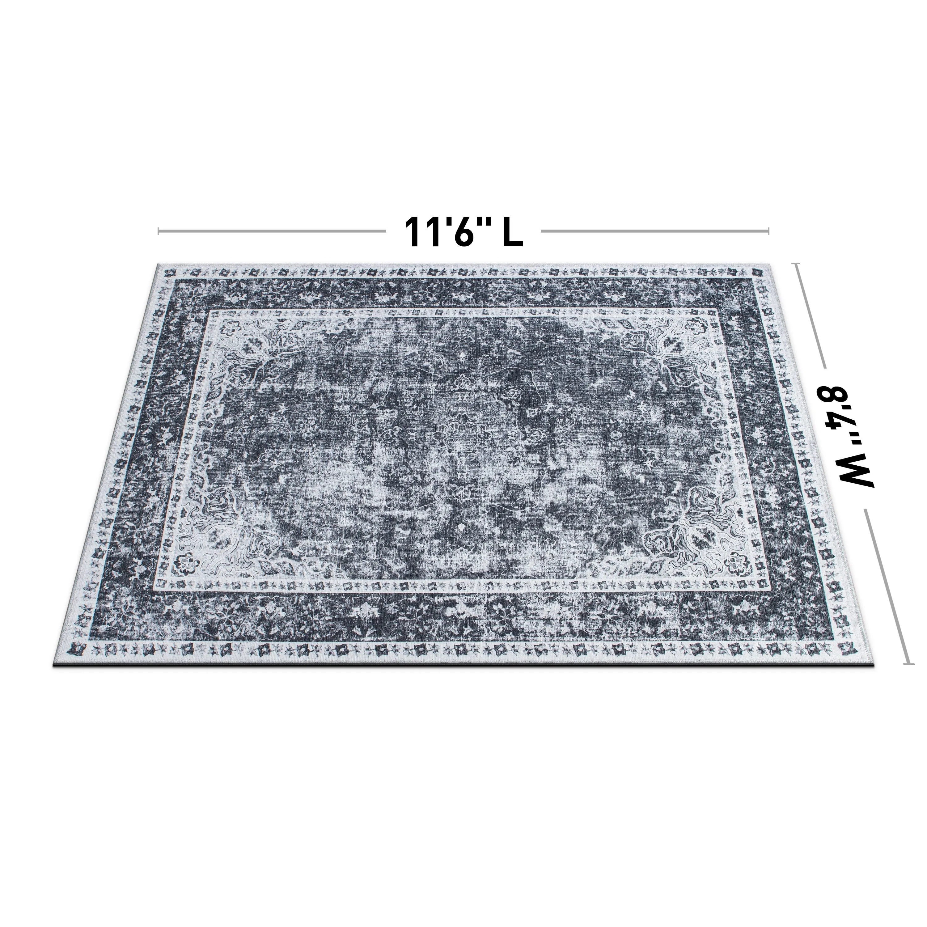 Traditional Distressed Medallion Machine Washable Area Rug