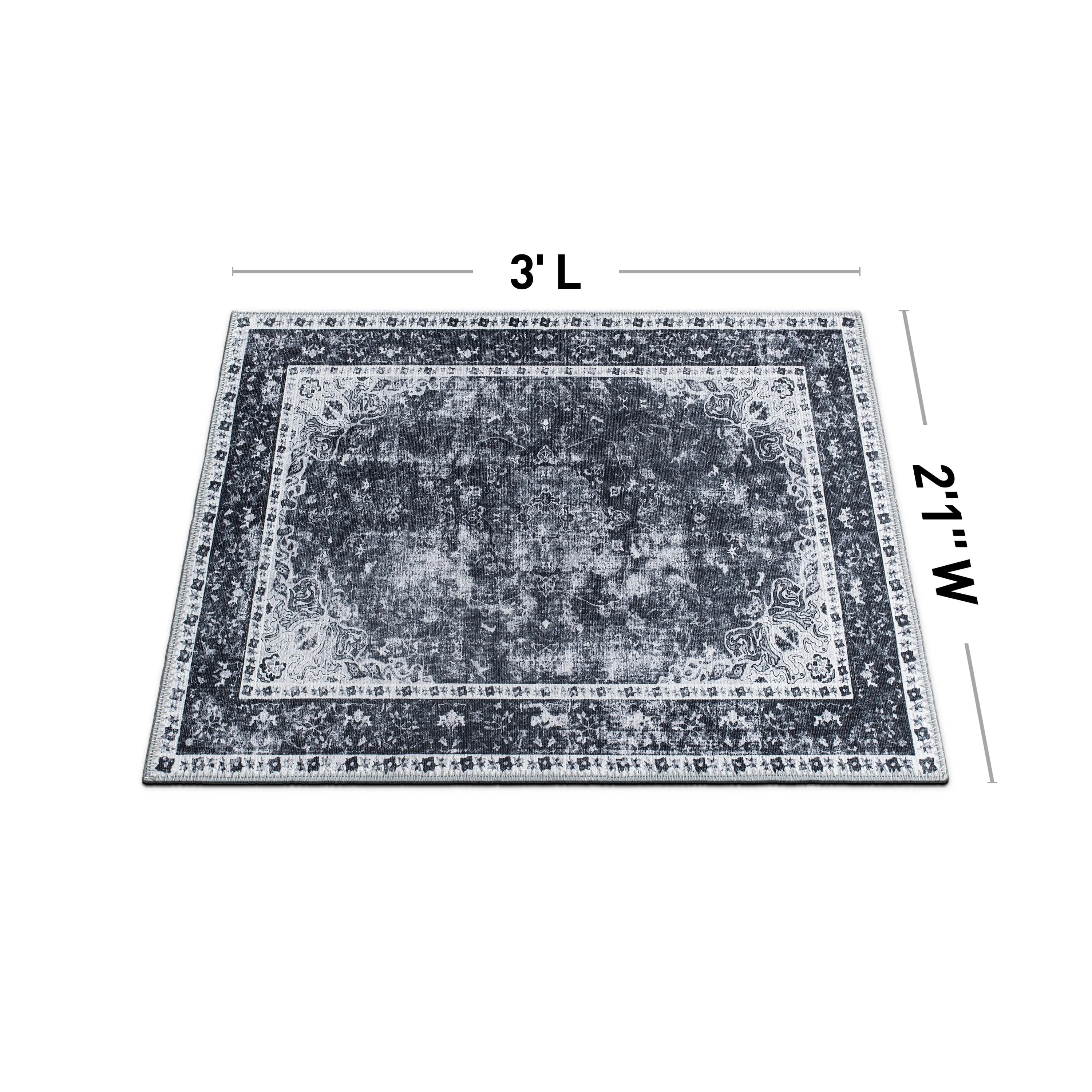 Traditional Distressed Medallion Machine Washable Area Rug