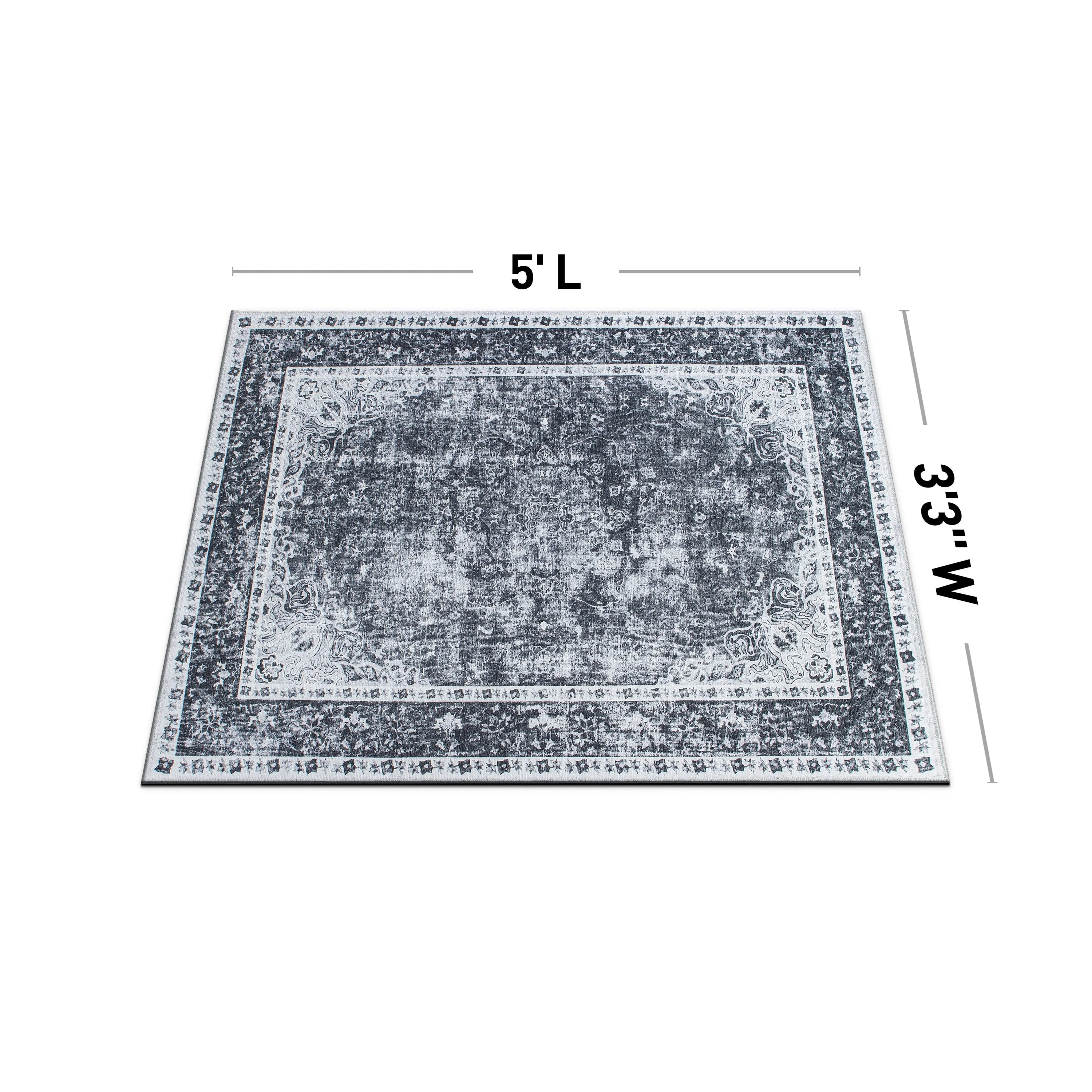 Traditional Distressed Medallion Machine Washable Area Rug