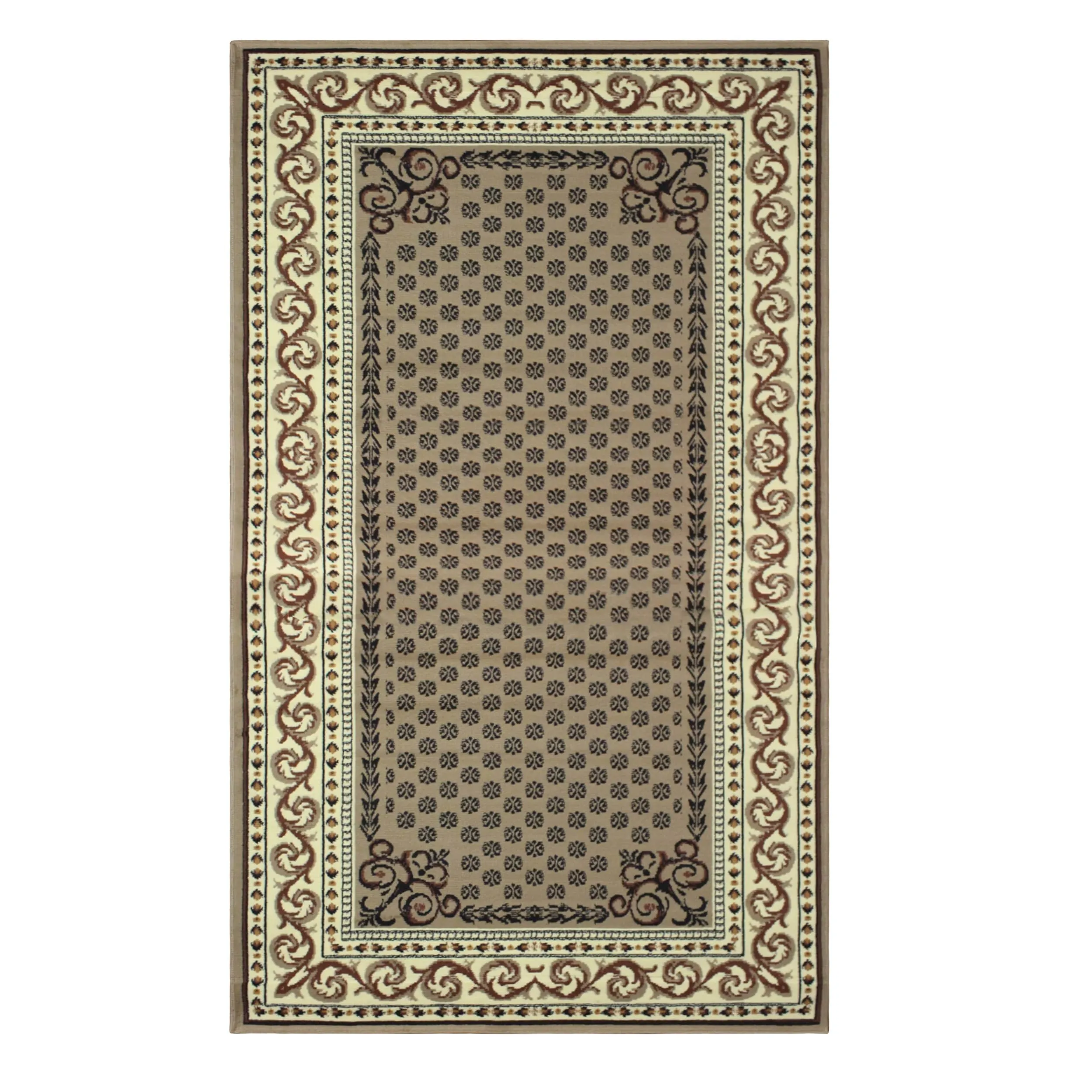 Traditional Floral Scroll Vines Border Indoor Area Rug by Superior