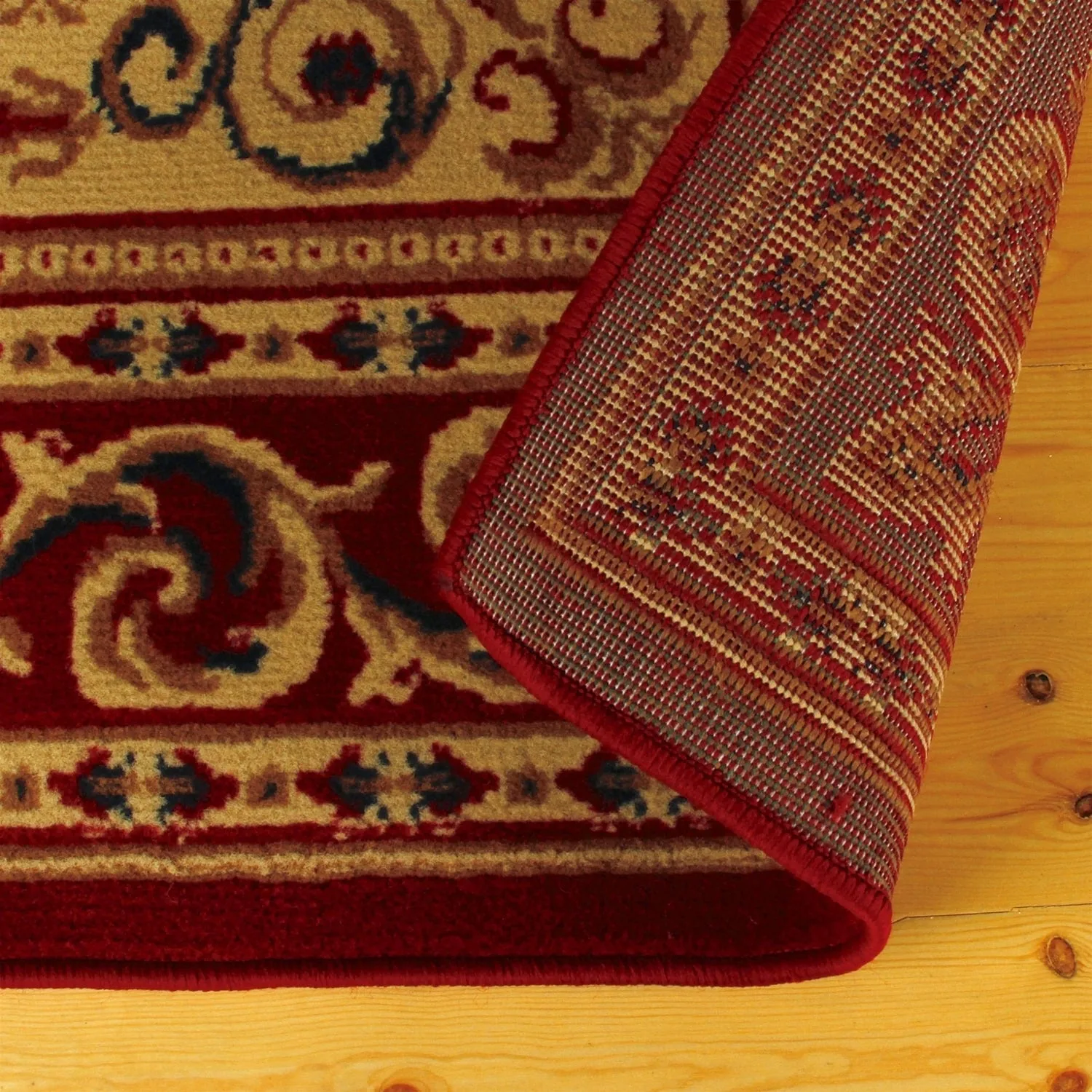 Traditional Floral Scroll Vines Border Indoor Area Rug by Superior