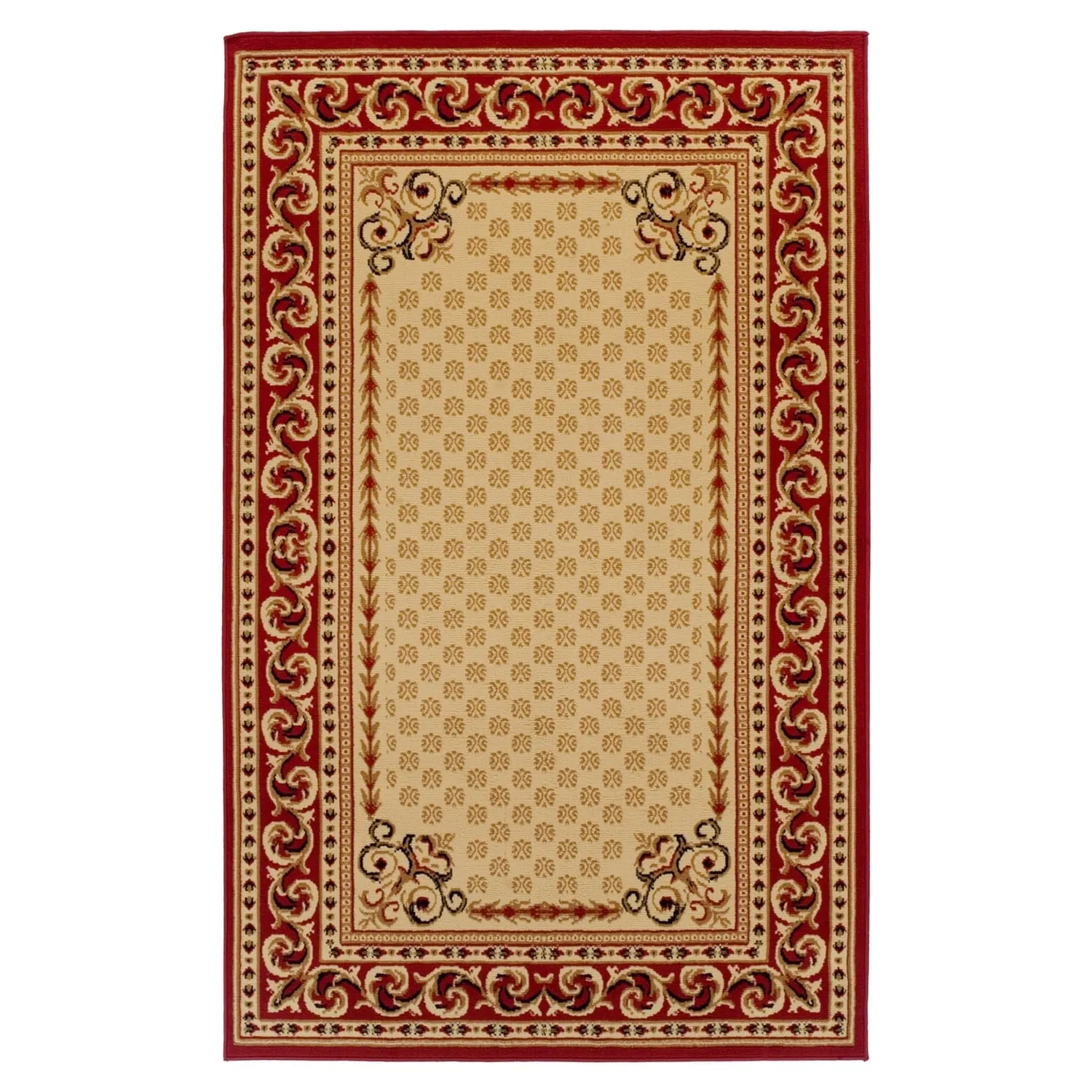 Traditional Floral Scroll Vines Border Indoor Area Rug by Superior
