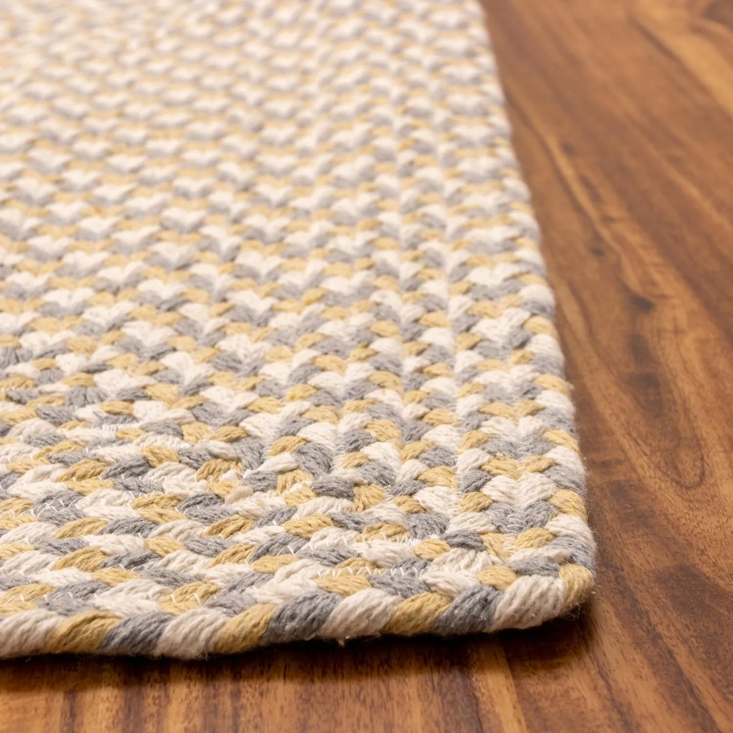 Tri-Color Braided Cotton Farmhouse Rug