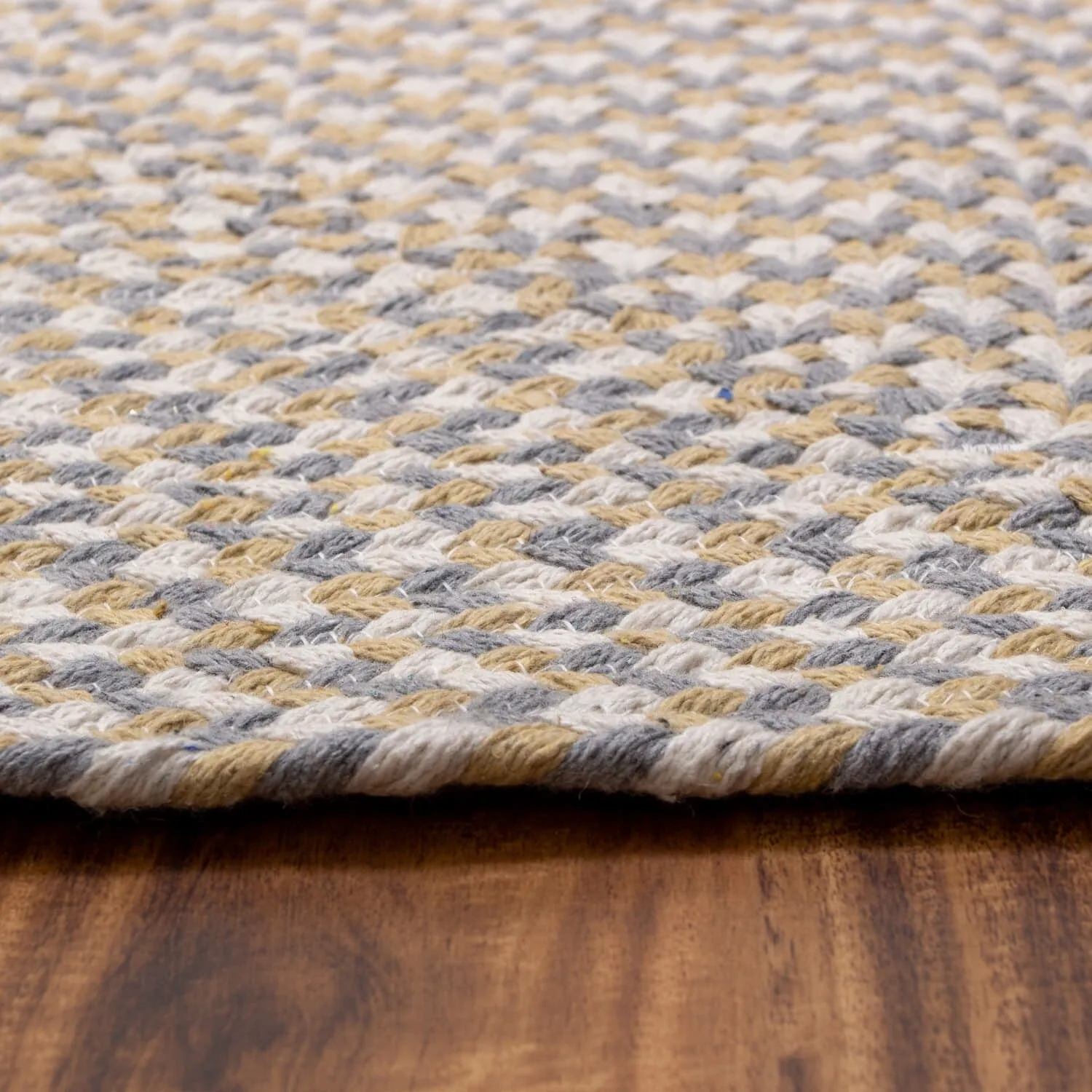 Tri-Color Braided Cotton Farmhouse Rug