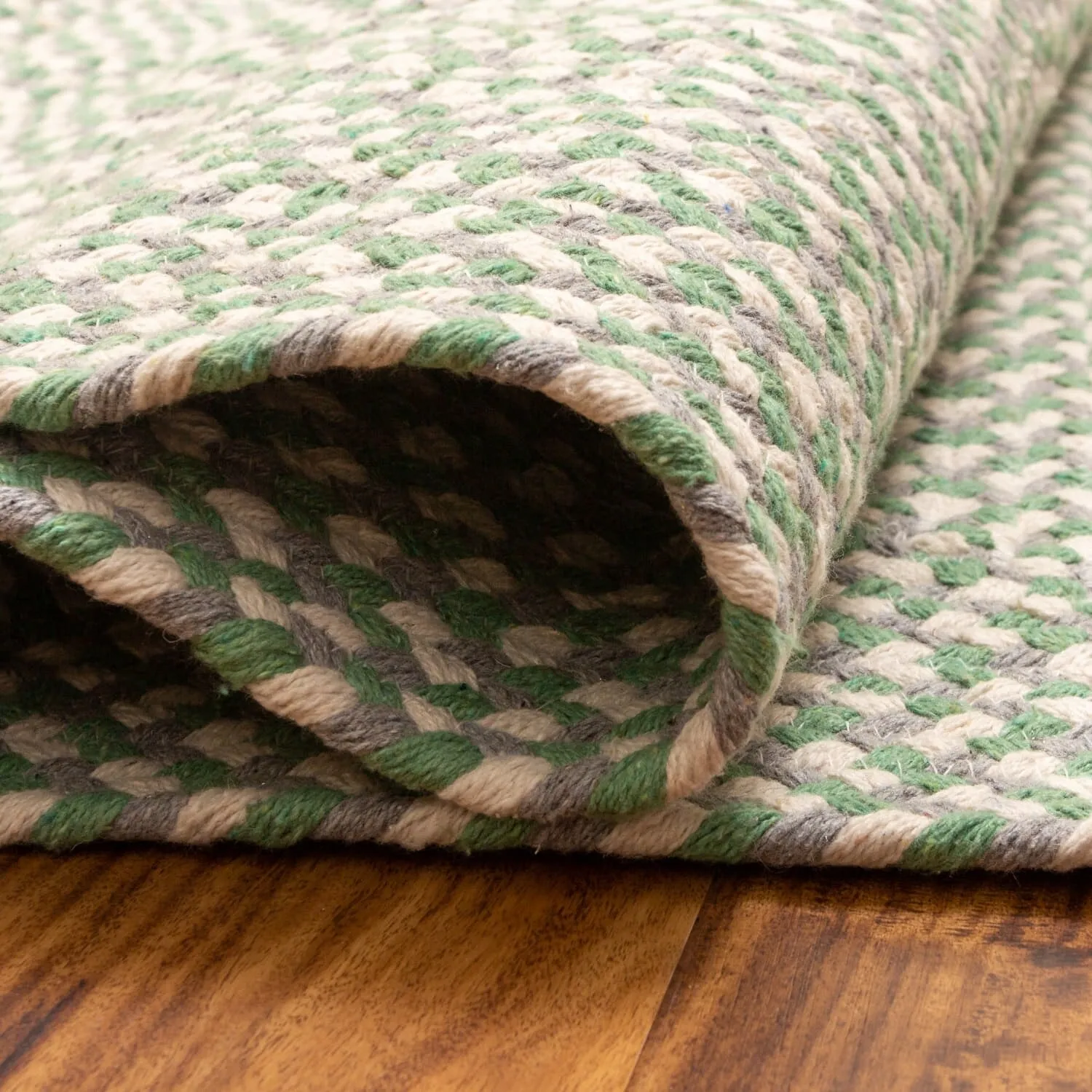 Tri-Color Braided Cotton Farmhouse Rug