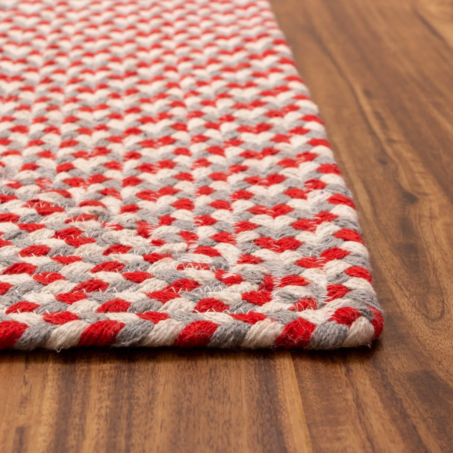 Tri-Color Braided Cotton Farmhouse Rug