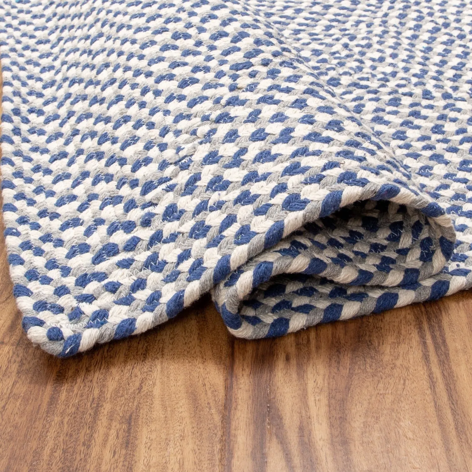 Tri-Color Braided Cotton Farmhouse Rug