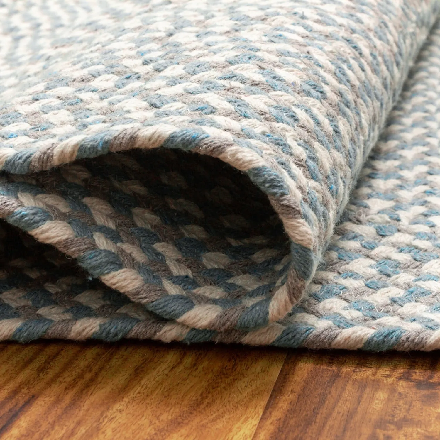 Tri-Color Braided Cotton Farmhouse Rug