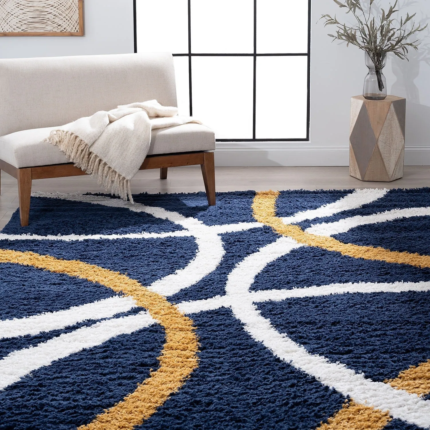 Upscale Shag Modern & Contemporary Abstract Indoor Area Rug