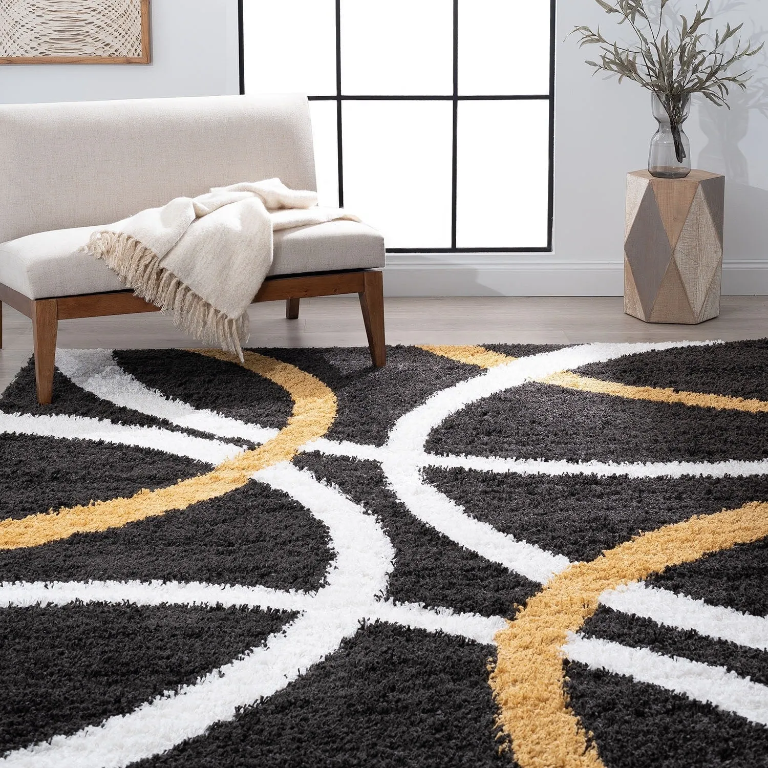 Upscale Shag Modern & Contemporary Abstract Indoor Area Rug