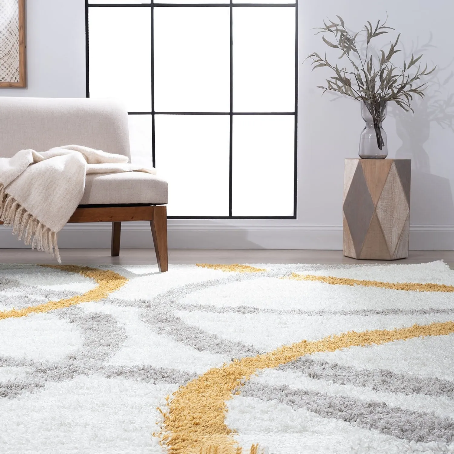 Upscale Shag Modern & Contemporary Abstract Indoor Area Rug