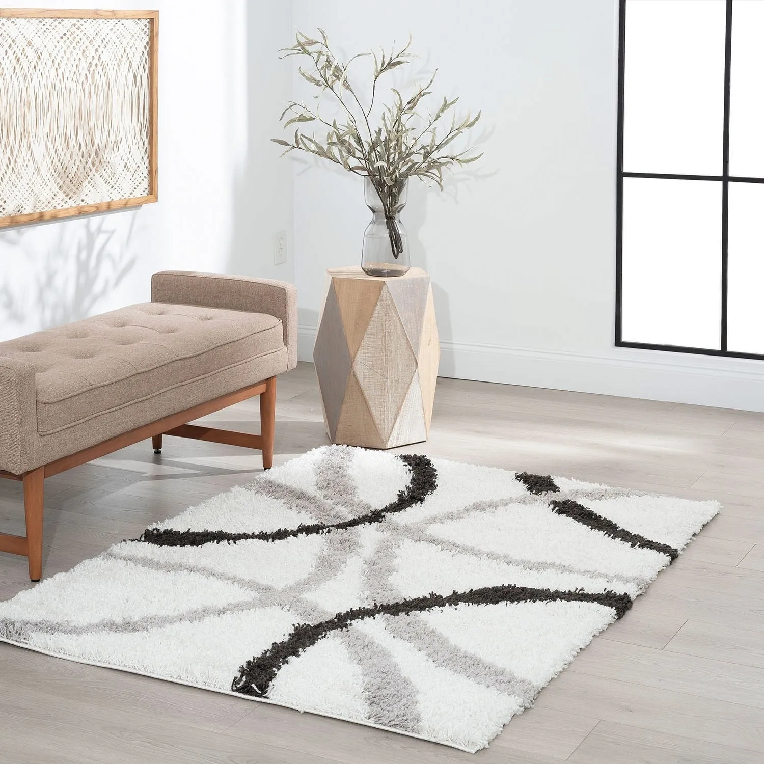 Upscale Shag Modern & Contemporary Abstract Indoor Area Rug