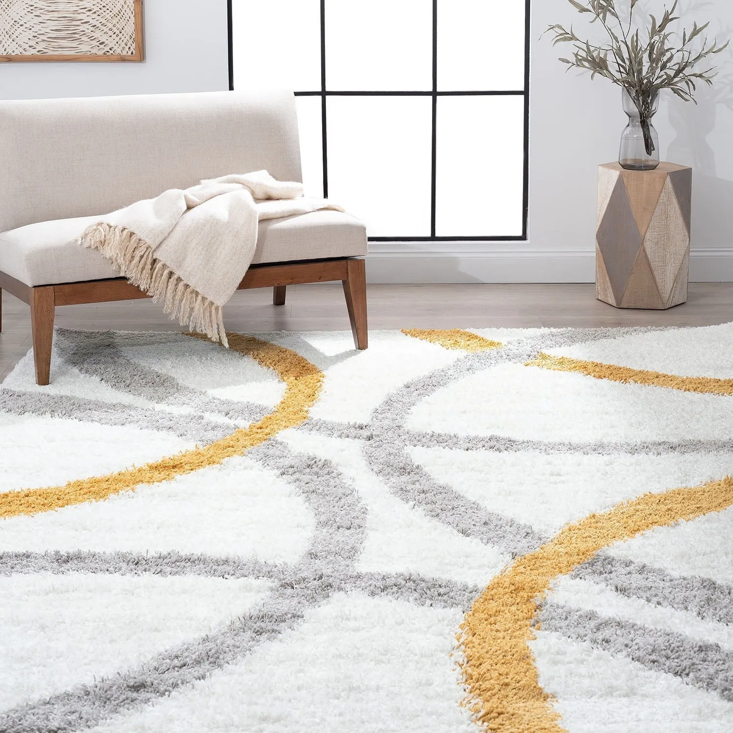 Upscale Shag Modern & Contemporary Abstract Indoor Area Rug