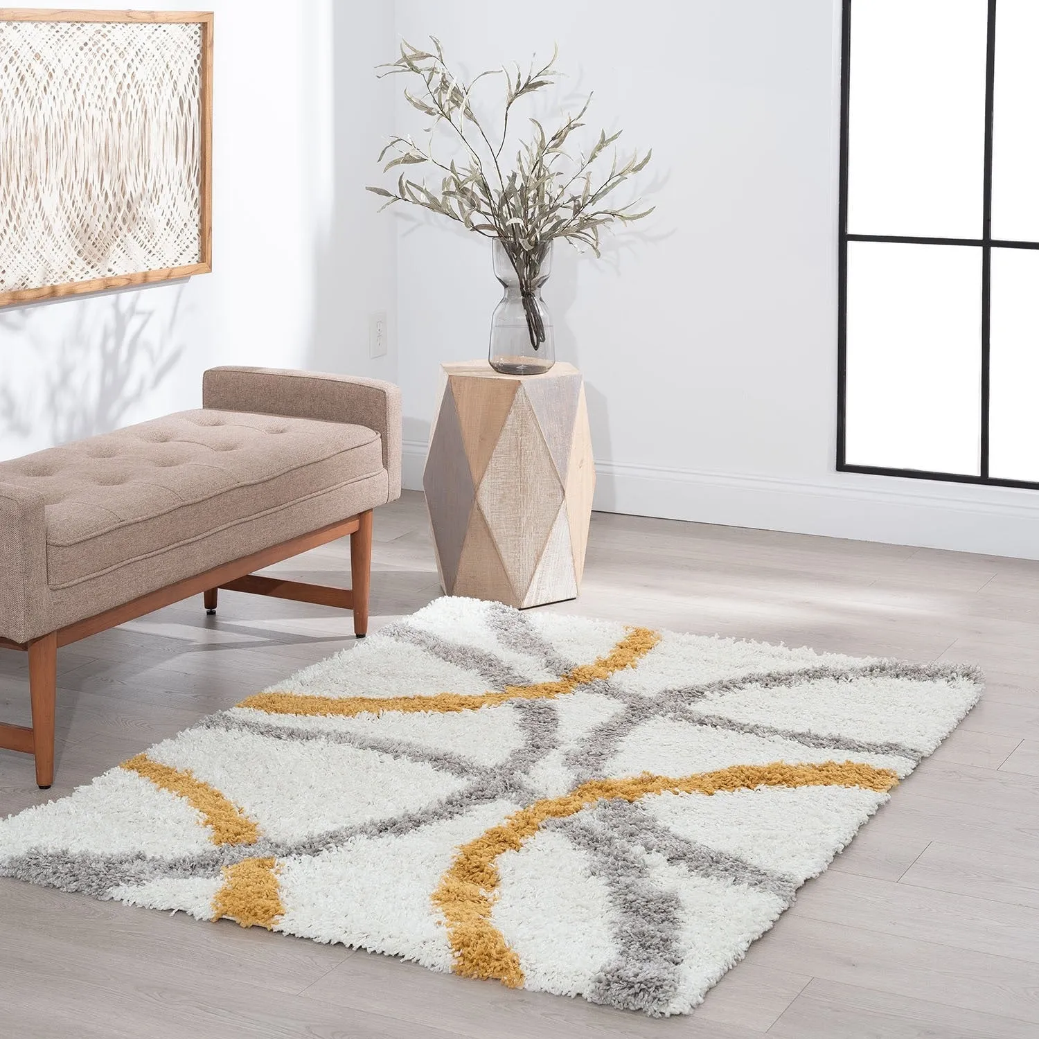 Upscale Shag Modern & Contemporary Abstract Indoor Area Rug
