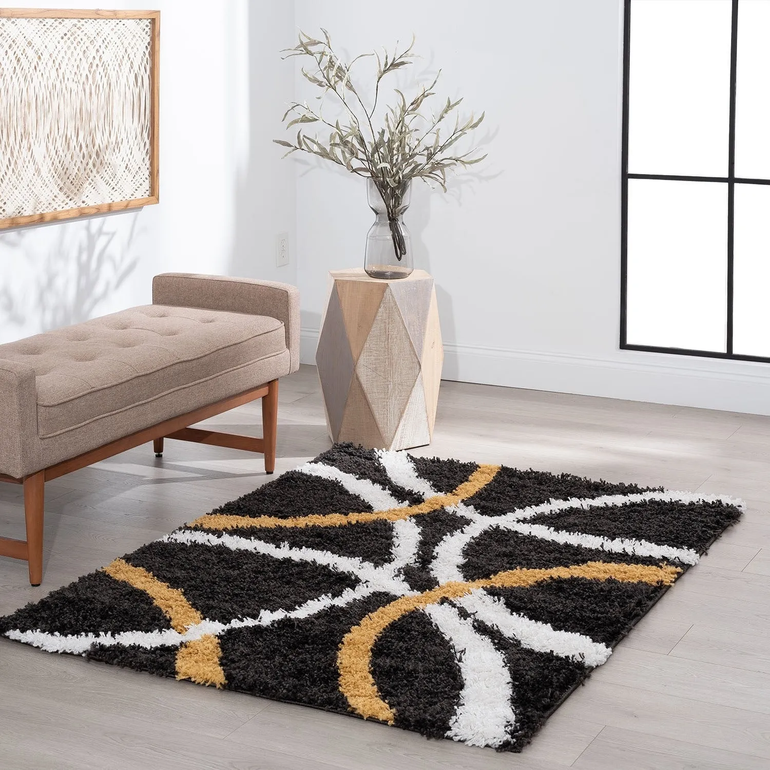 Upscale Shag Modern & Contemporary Abstract Indoor Area Rug