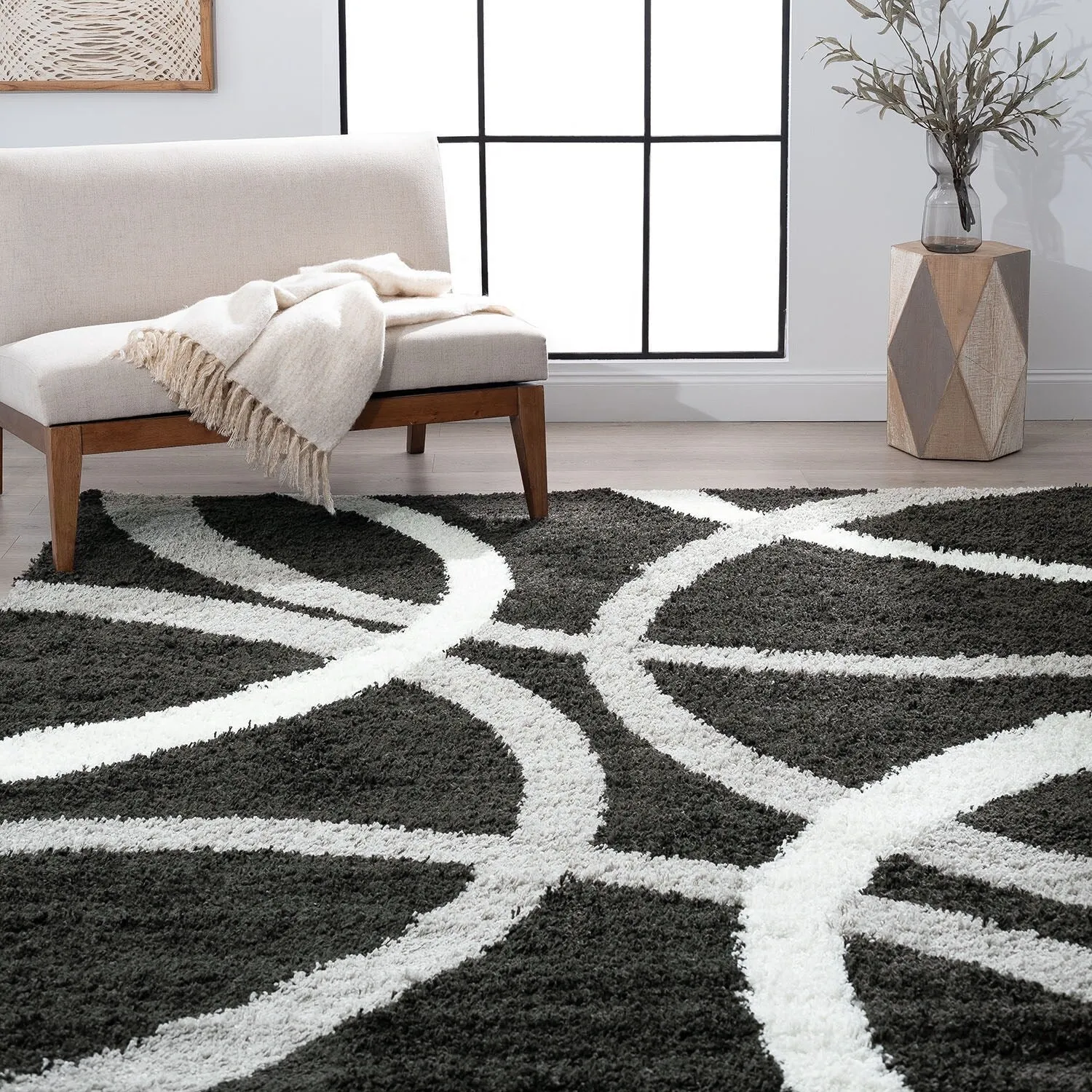Upscale Shag Modern & Contemporary Abstract Indoor Area Rug