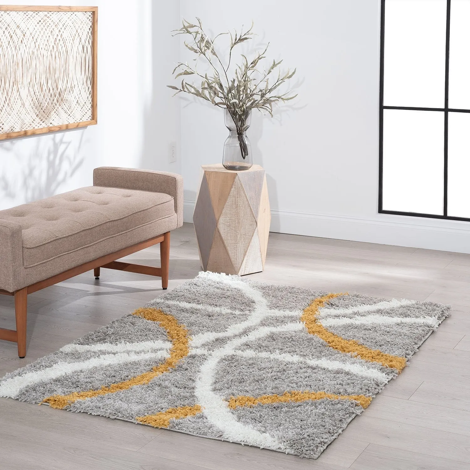 Upscale Shag Modern & Contemporary Abstract Indoor Area Rug